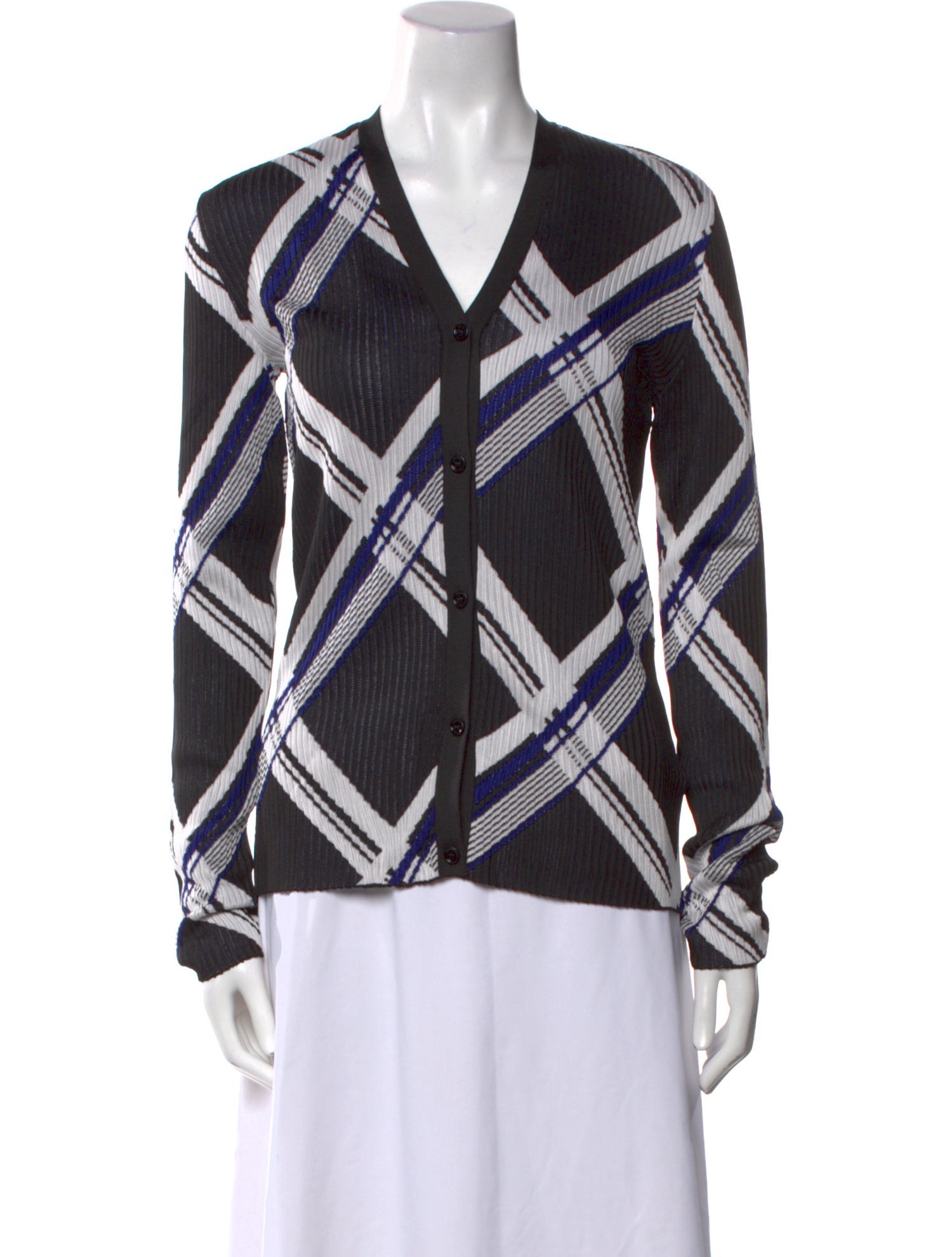 Burberry Silk Plaid Print Sweater w/ Tags