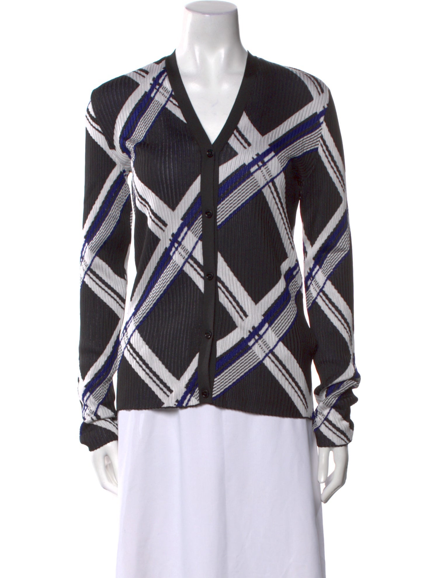 Burberry Silk Plaid Print Sweater w/ Tags