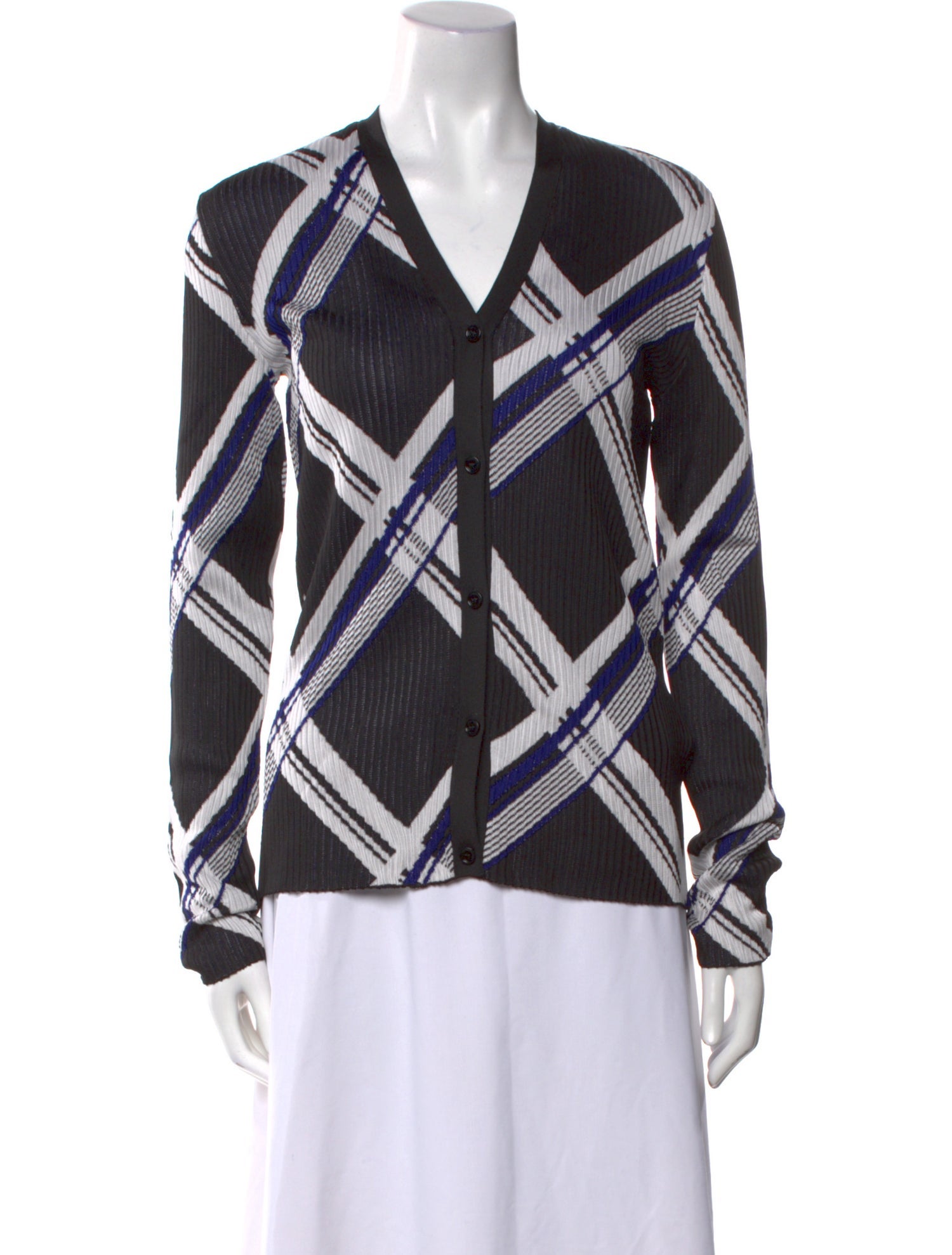 Burberry Silk Plaid Print Sweater w/ Tags