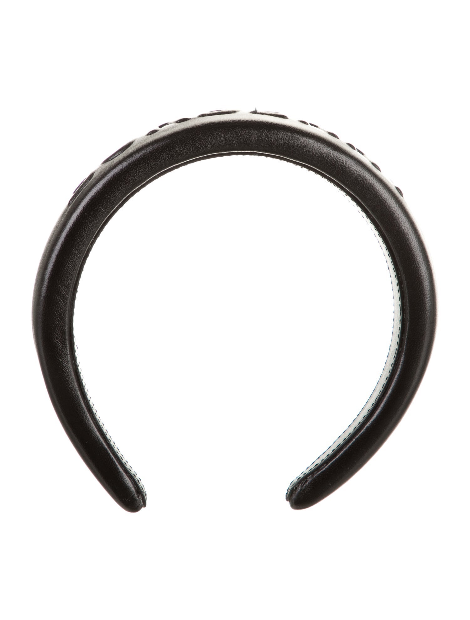 Burberry Black Pattern Printed Leather Headband