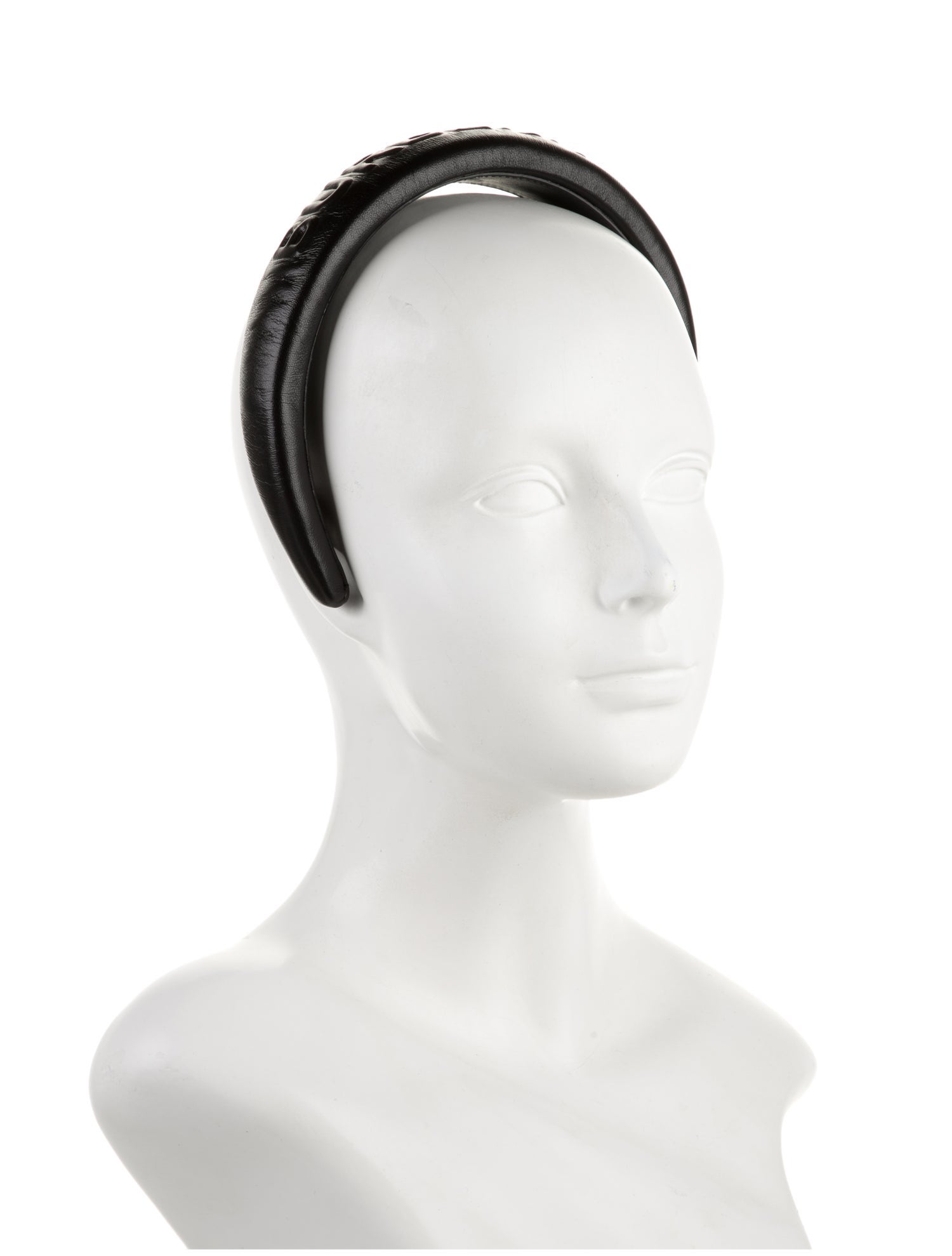Burberry Black Pattern Printed Leather Headband