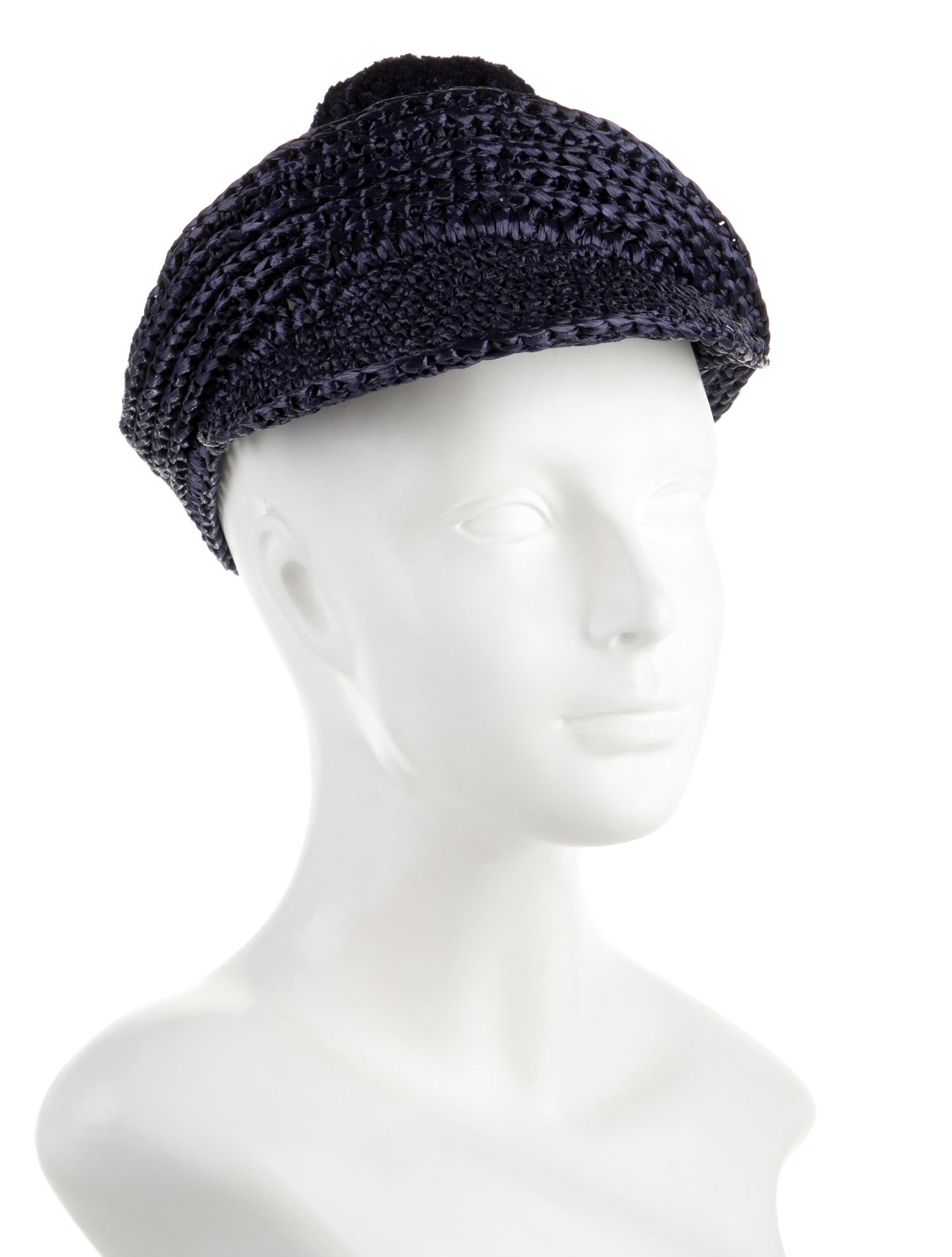 Burberry Blue Pattern Printed Raffia Pompom Hat