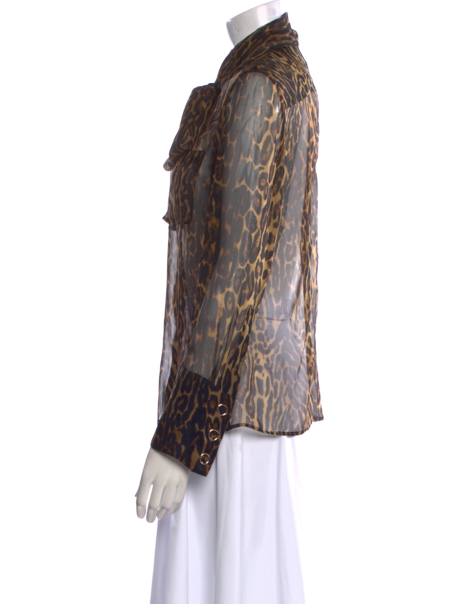 Burberry Silk Animal Print Button-Up Top