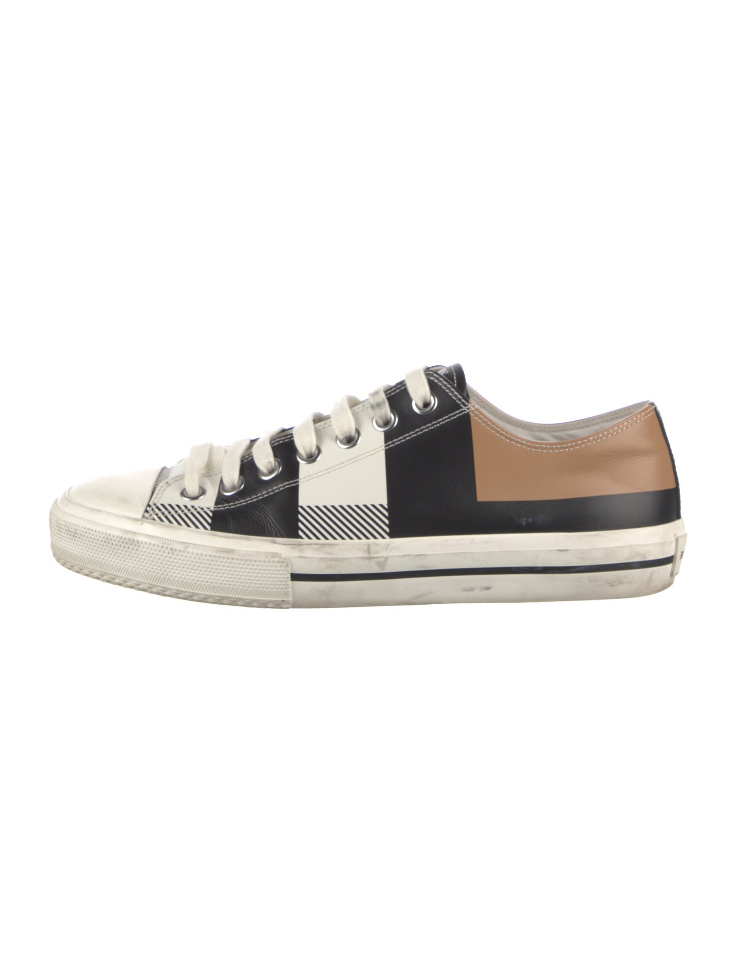 Burberry Exploded Check Pattern Leather Sneakers