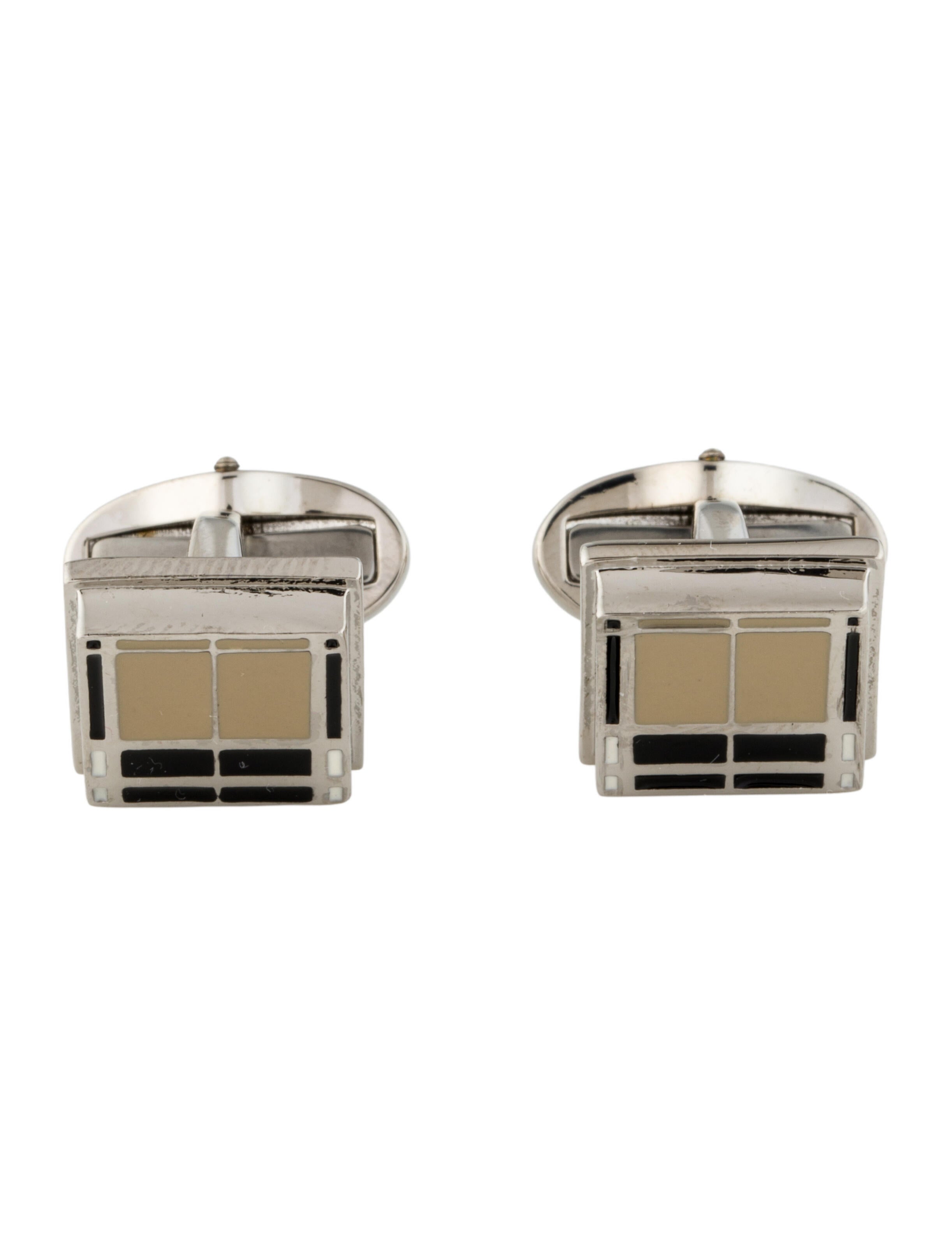 Burberry Enamel Check Squared Cufflinks