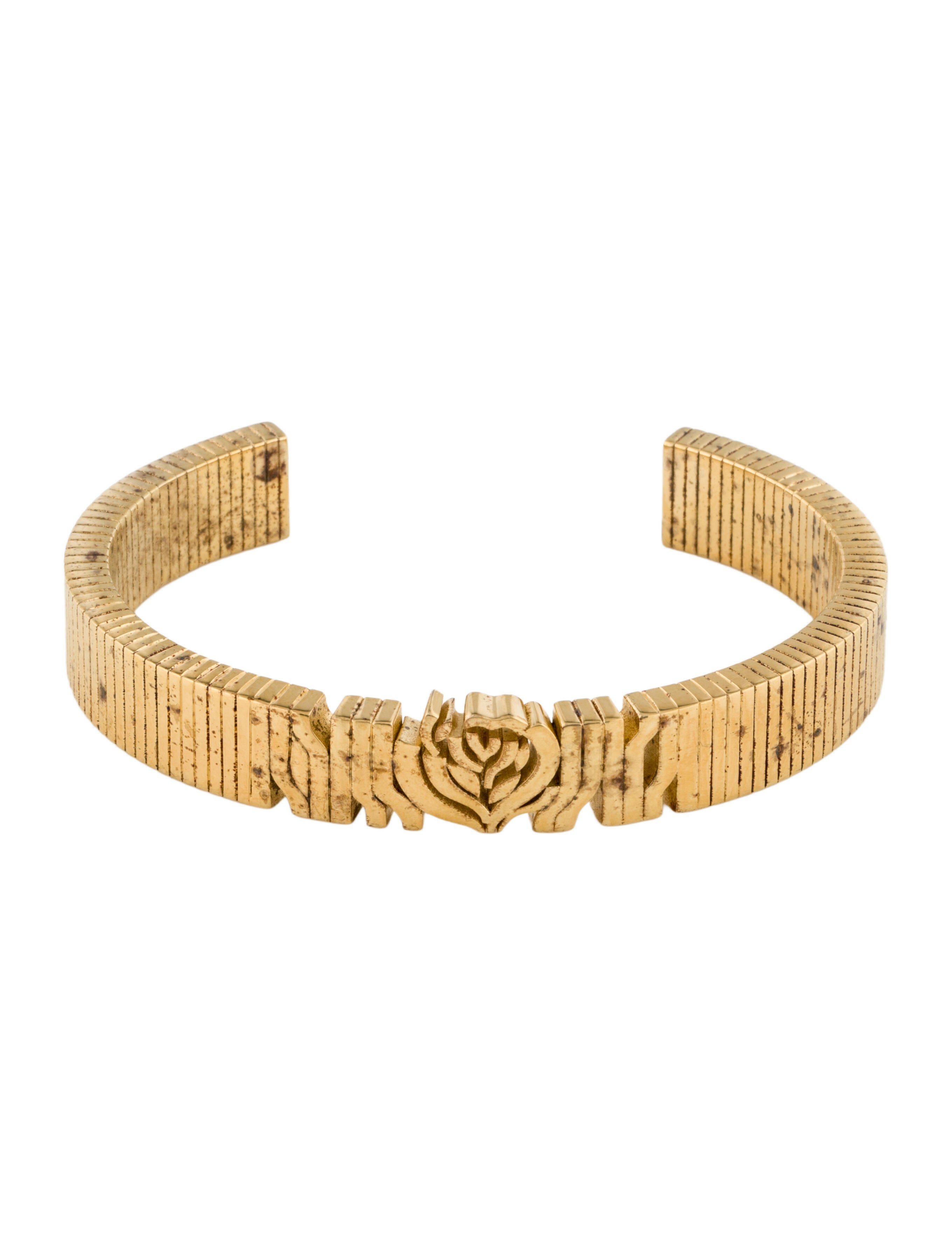 Burberry Rose-Motif Engraved Cuff Bracelet