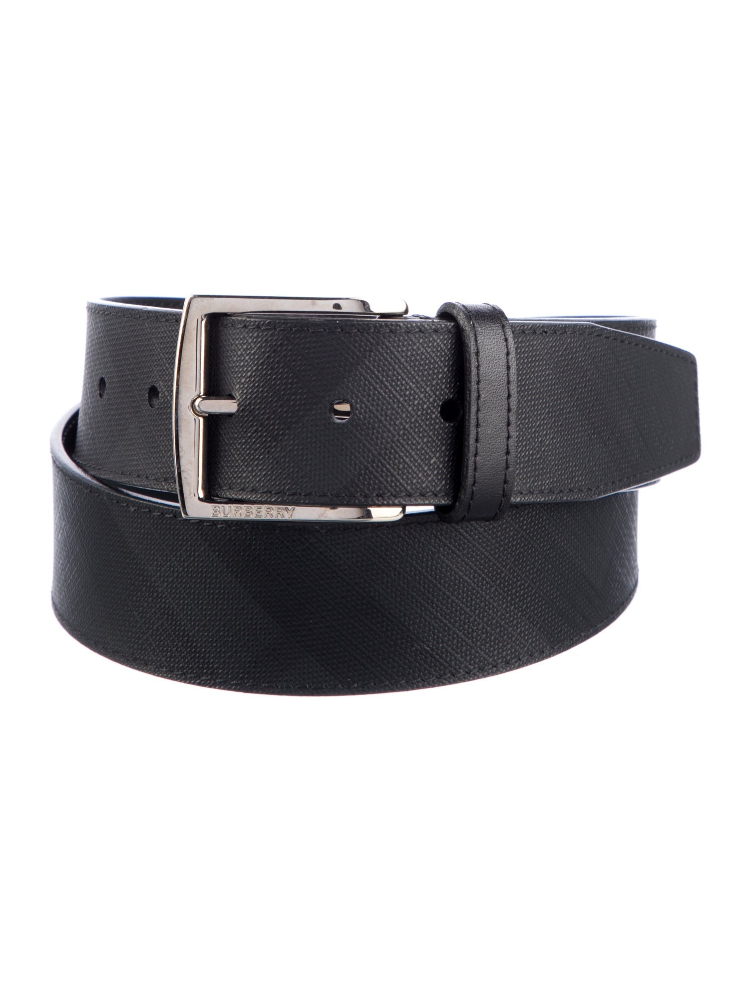 Burberry Smoked Check Pattern Leather Waist Belt