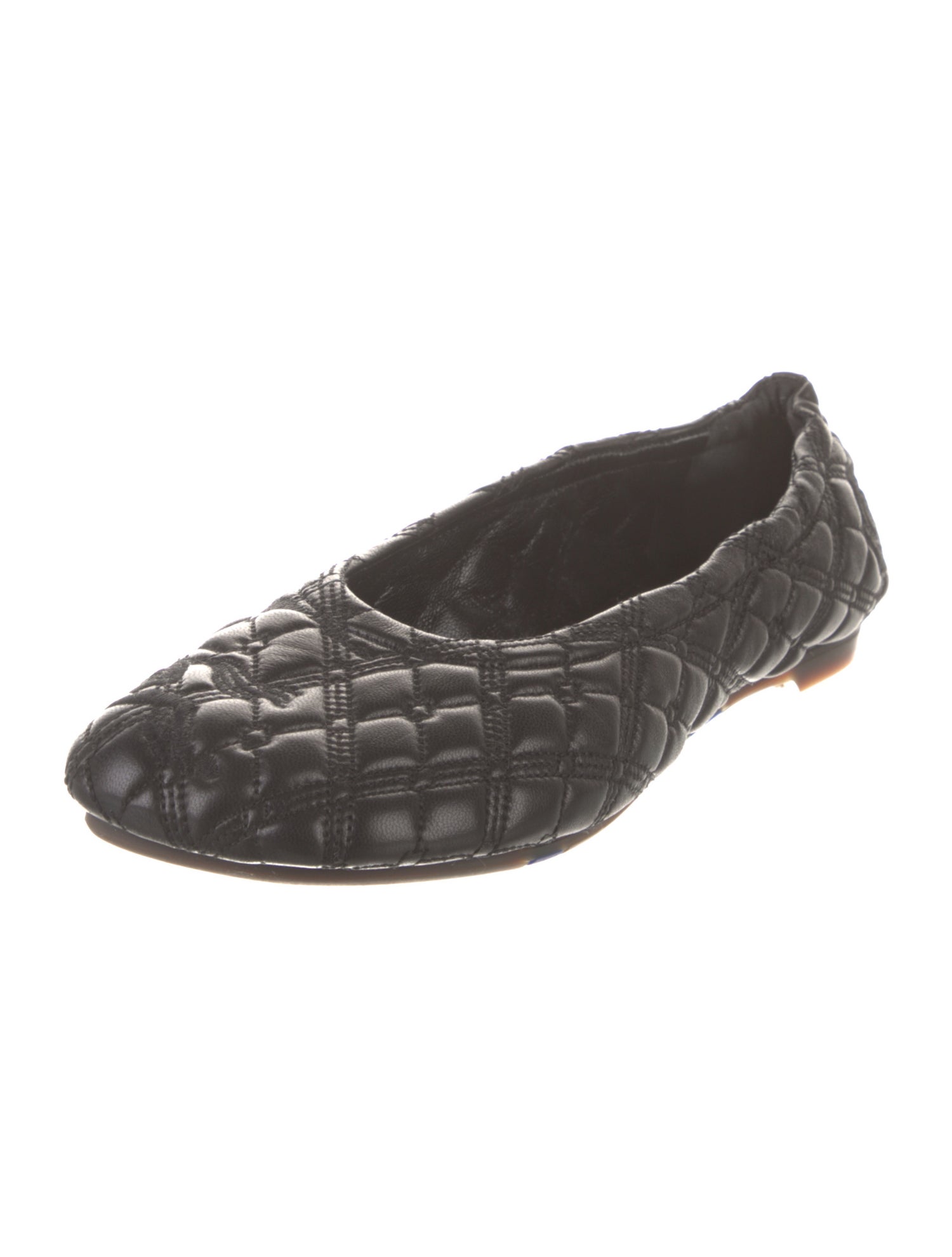 Burberry Leather Embroidered Accent Ballet Flats