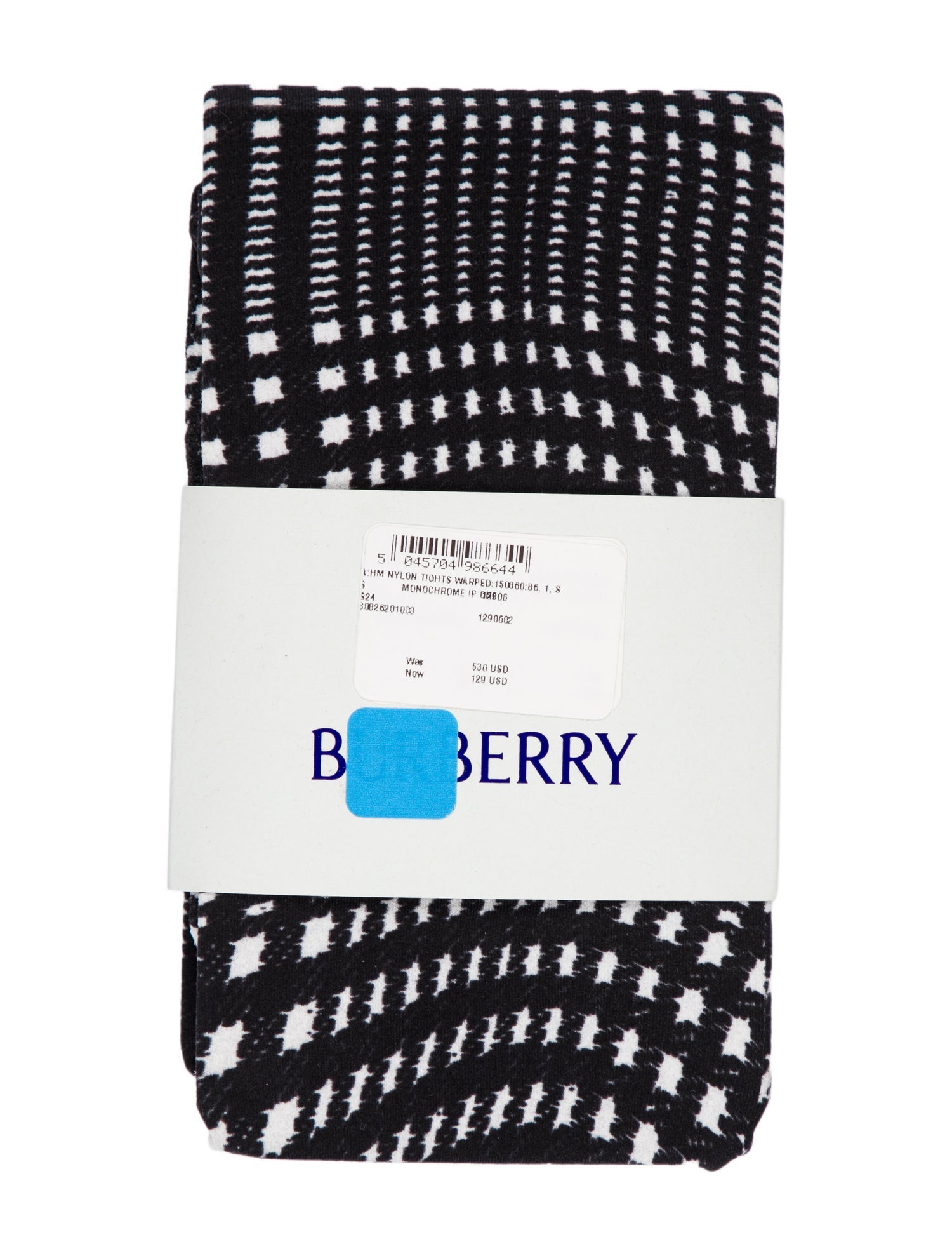 Burberry Black Pattern Printed Synthetic Tights