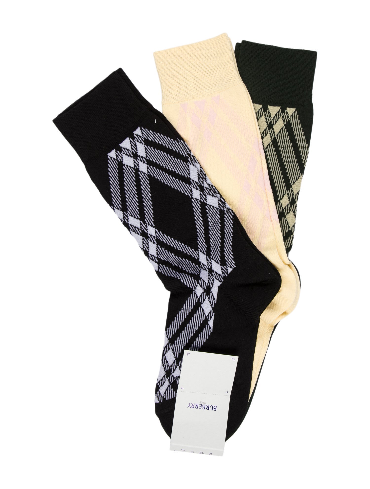 Burberry Men's Green Pattern Printed Synthetic Socks