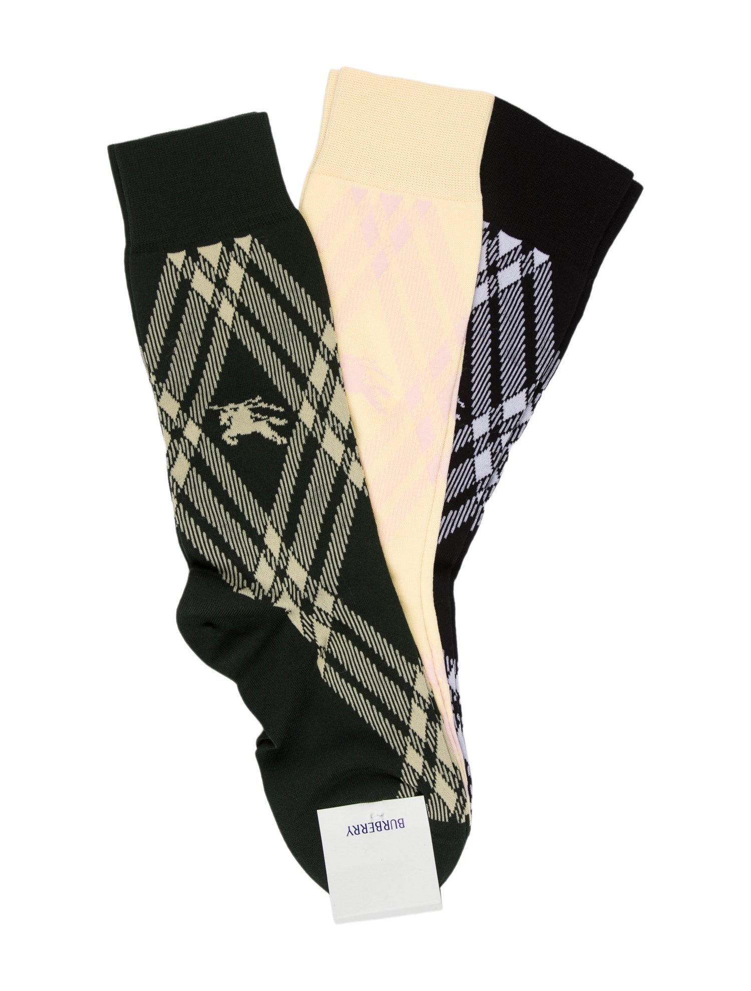 Burberry Men's Green Pattern Printed Synthetic Socks