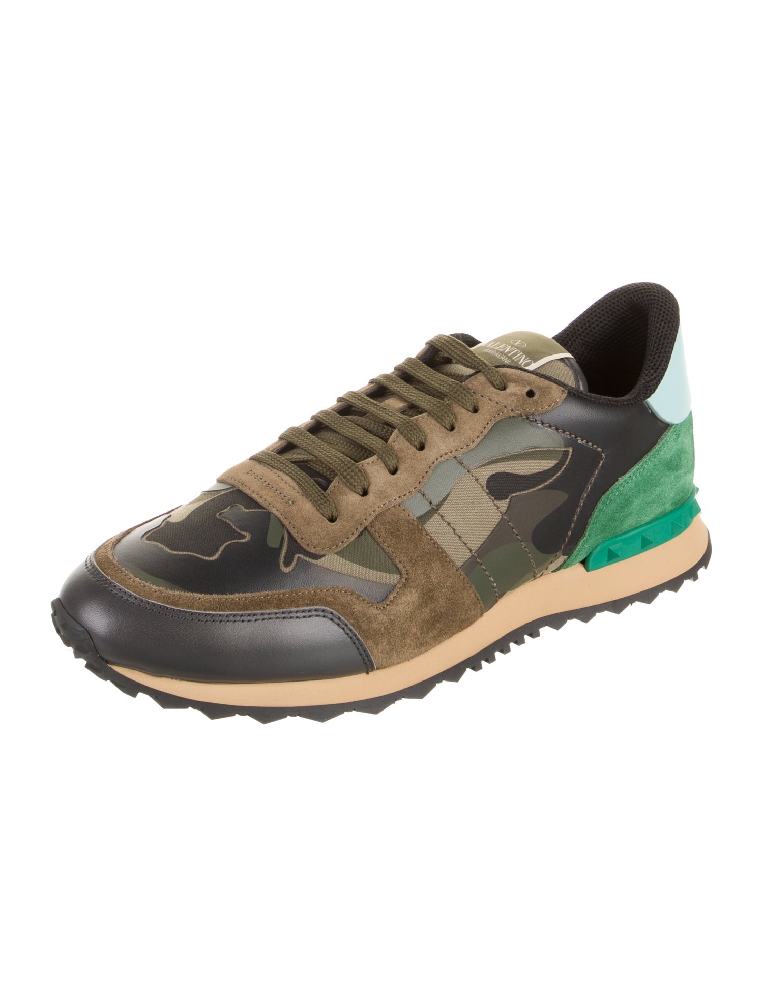 Valentino Leather Printed Athletic Sneakers