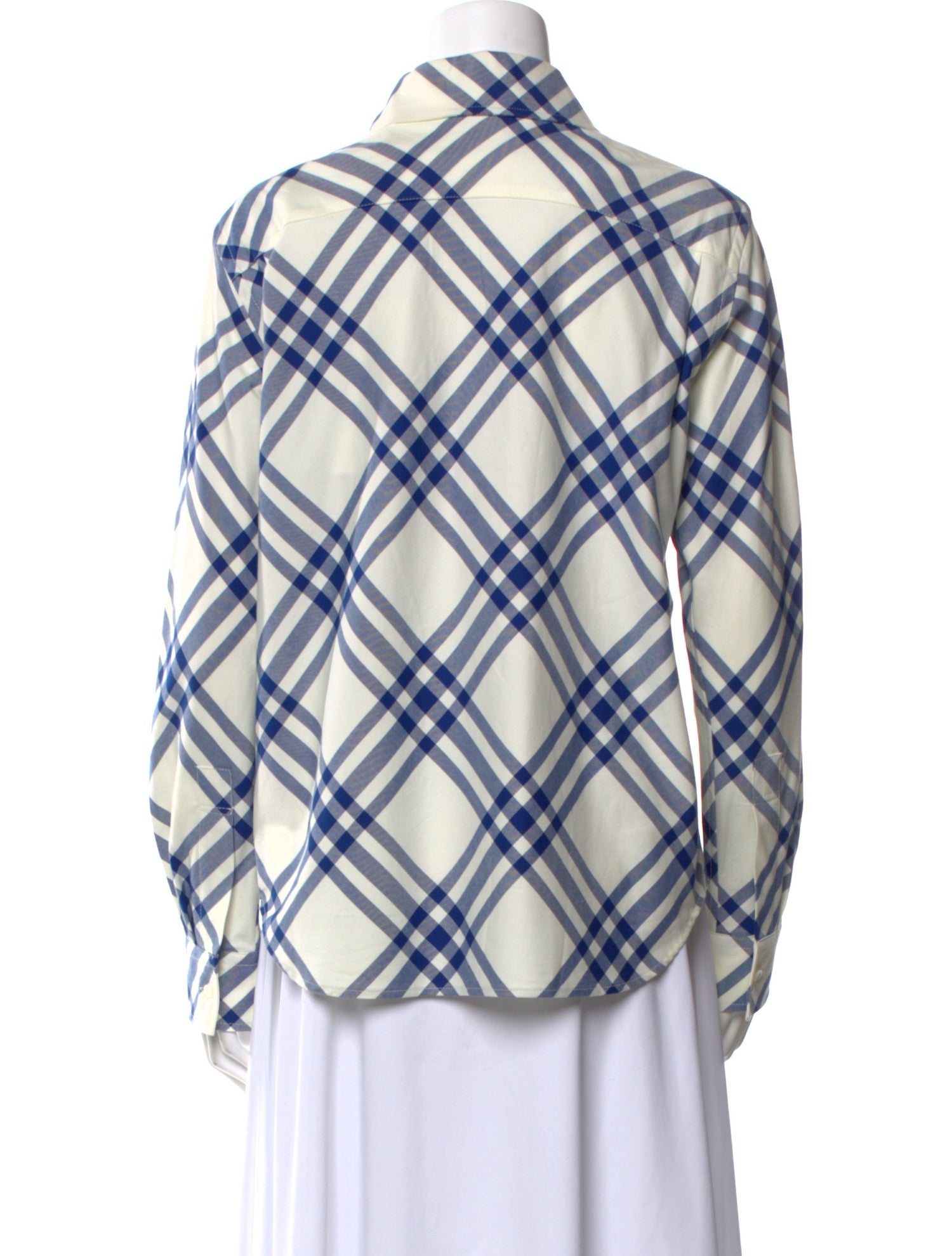 Burberry Plaid Print Mock Neck Button-Up Top w/ Tags
