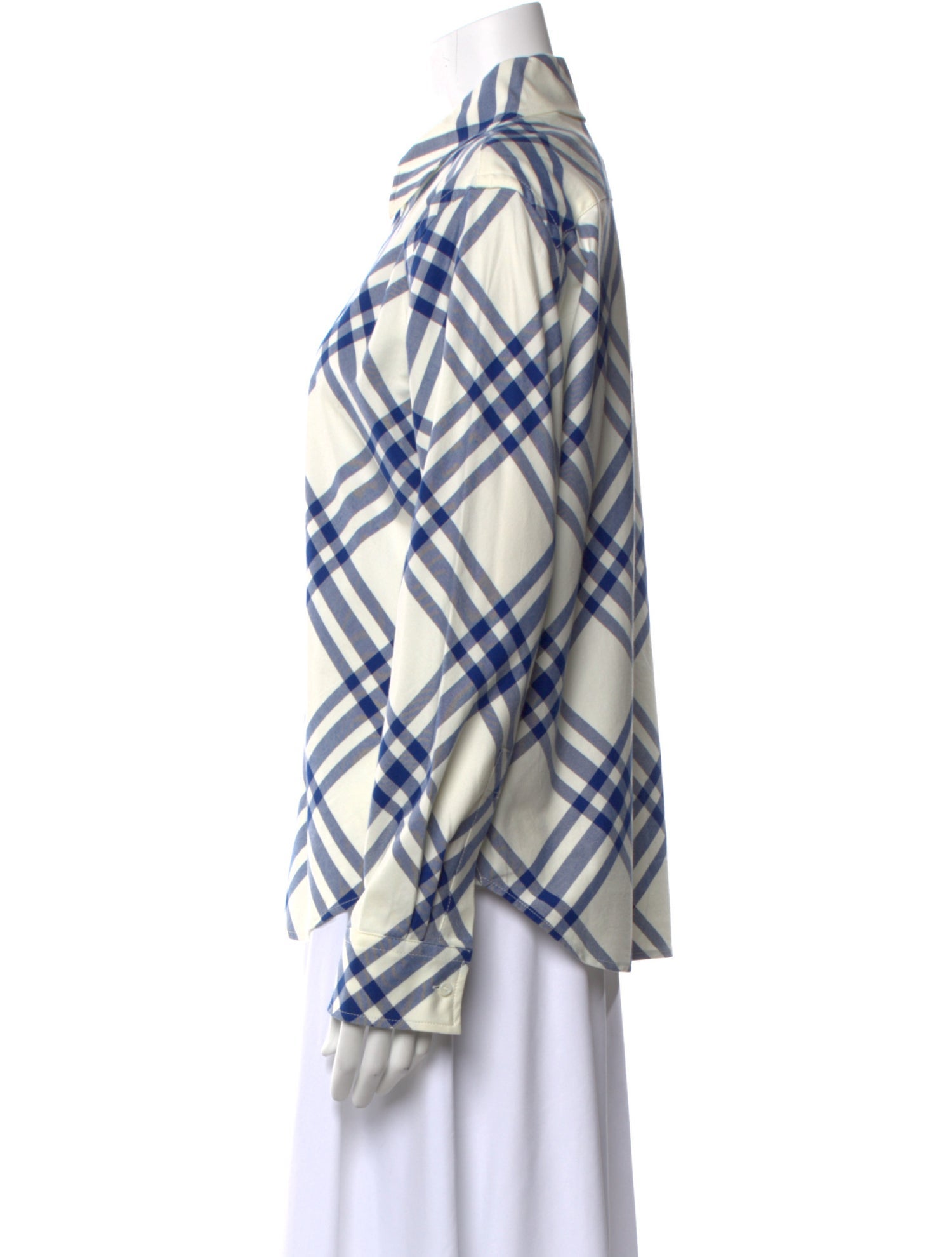 Burberry Plaid Print Mock Neck Button-Up Top w/ Tags