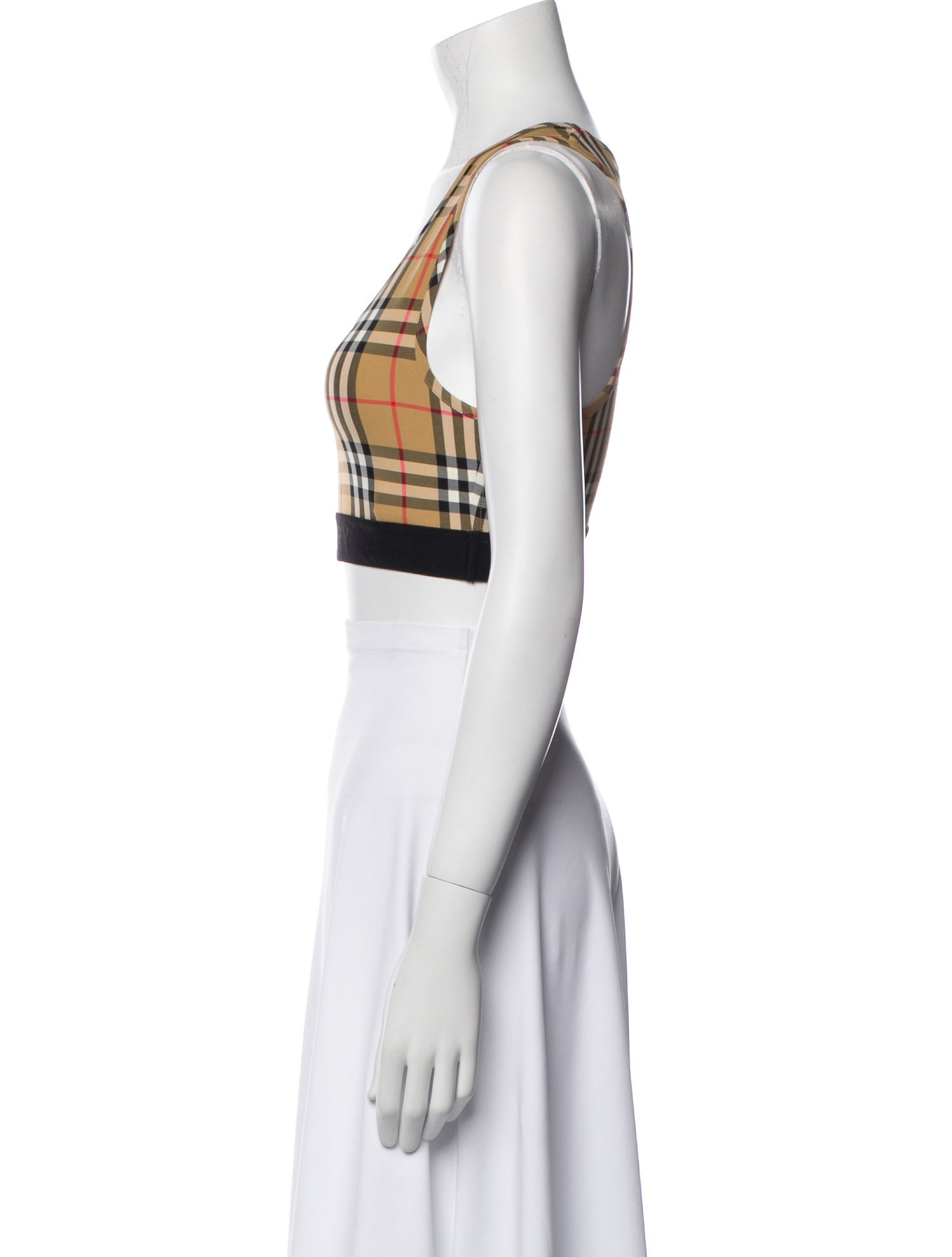 Burberry Nylon Plaid Print Crop Top