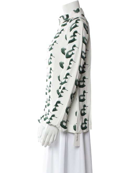 Burberry Printed Mock Neck Button-Up Top