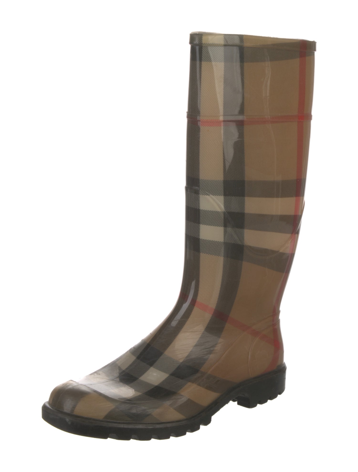 Burberry Rubber Plaid Print Rain Boots