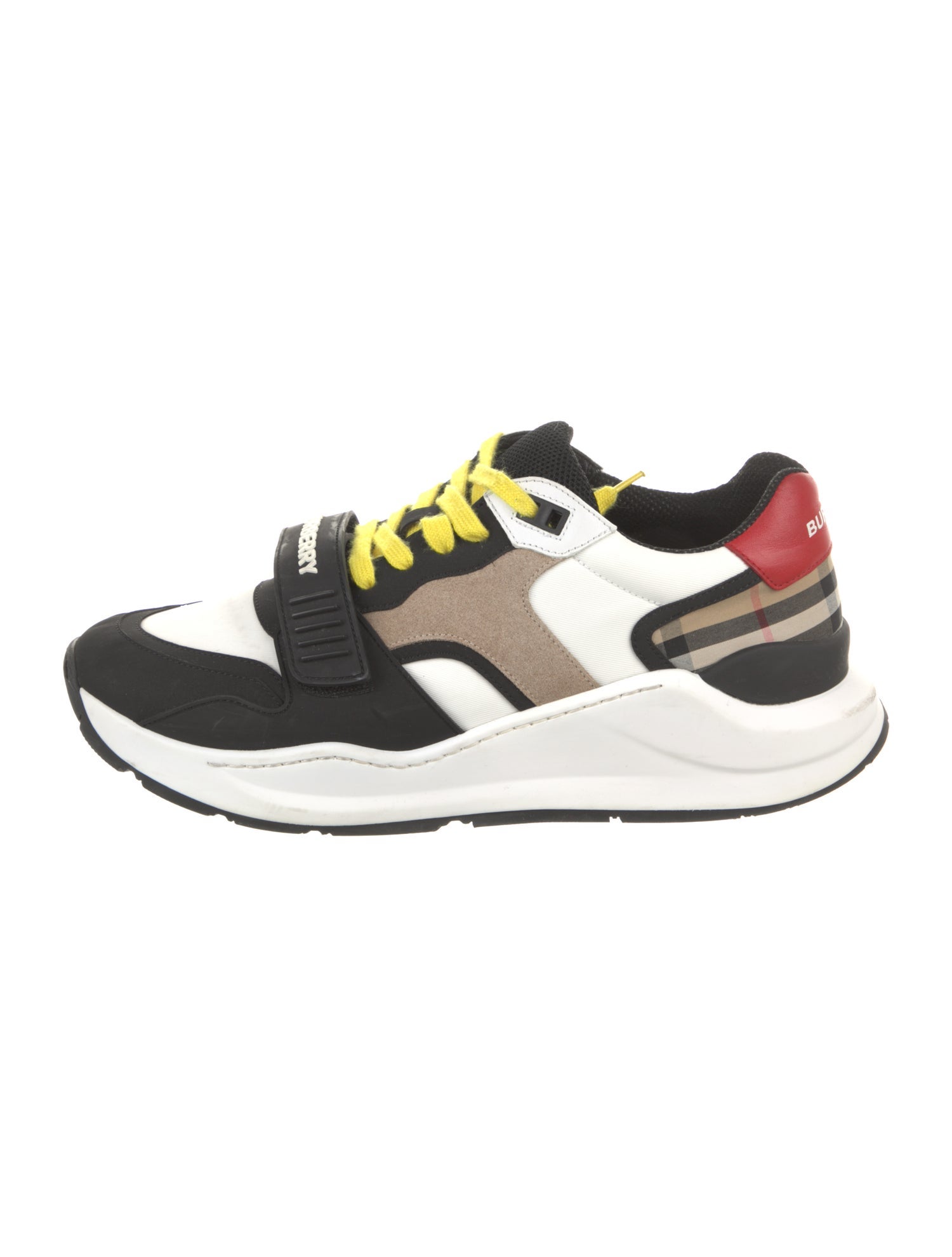 Burberry Colorblock Pattern Leather Trim Embellishment Athletic Sneakers