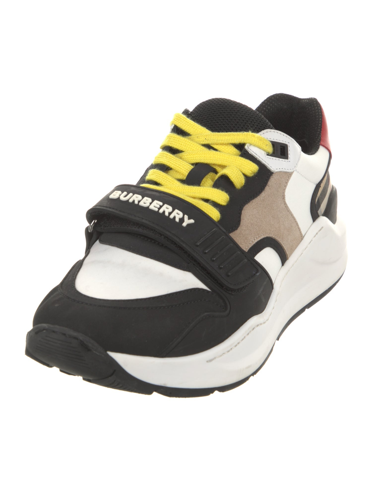 Burberry Colorblock Pattern Leather Trim Embellishment Athletic Sneakers