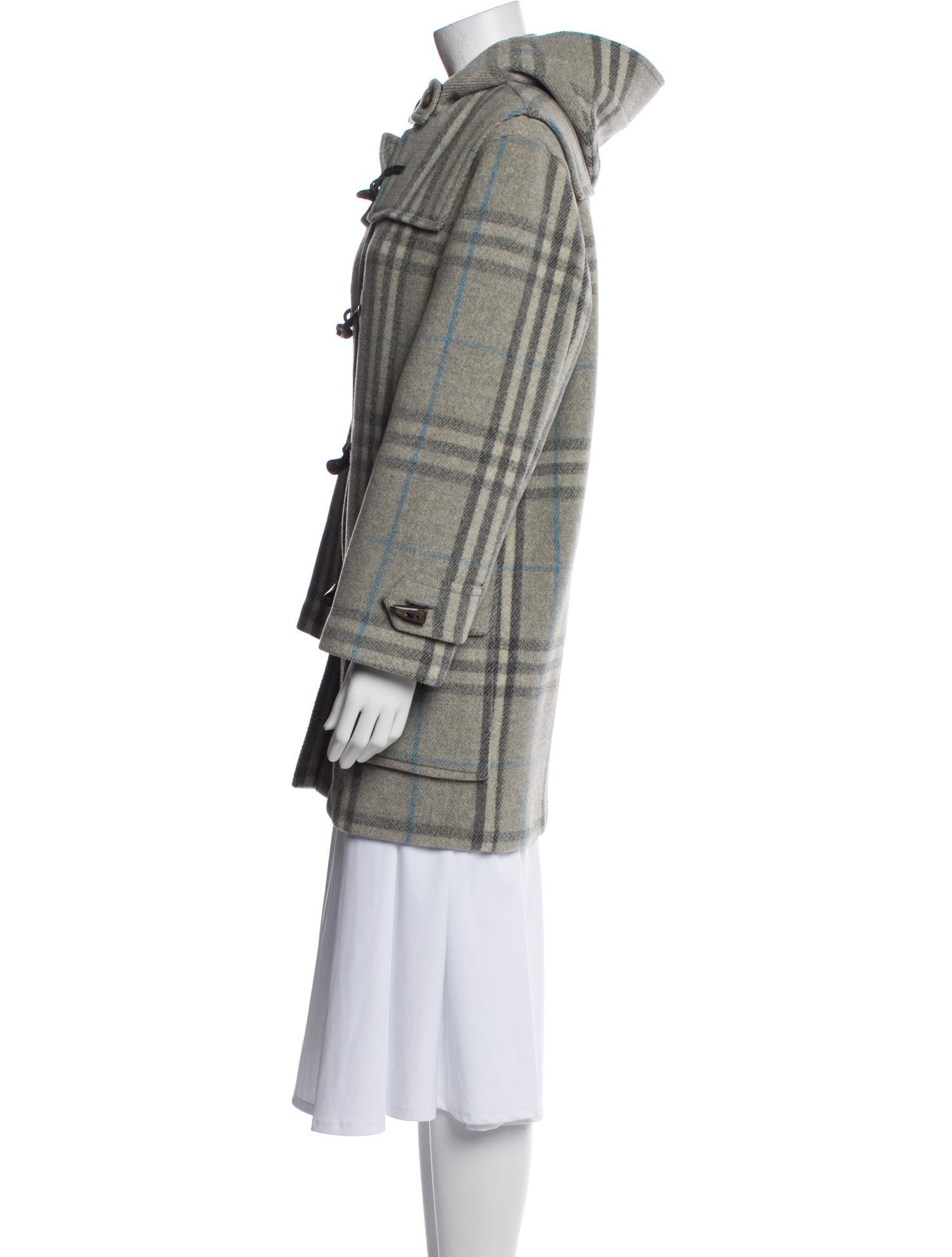 Burberry Wool Plaid Print Peacoat