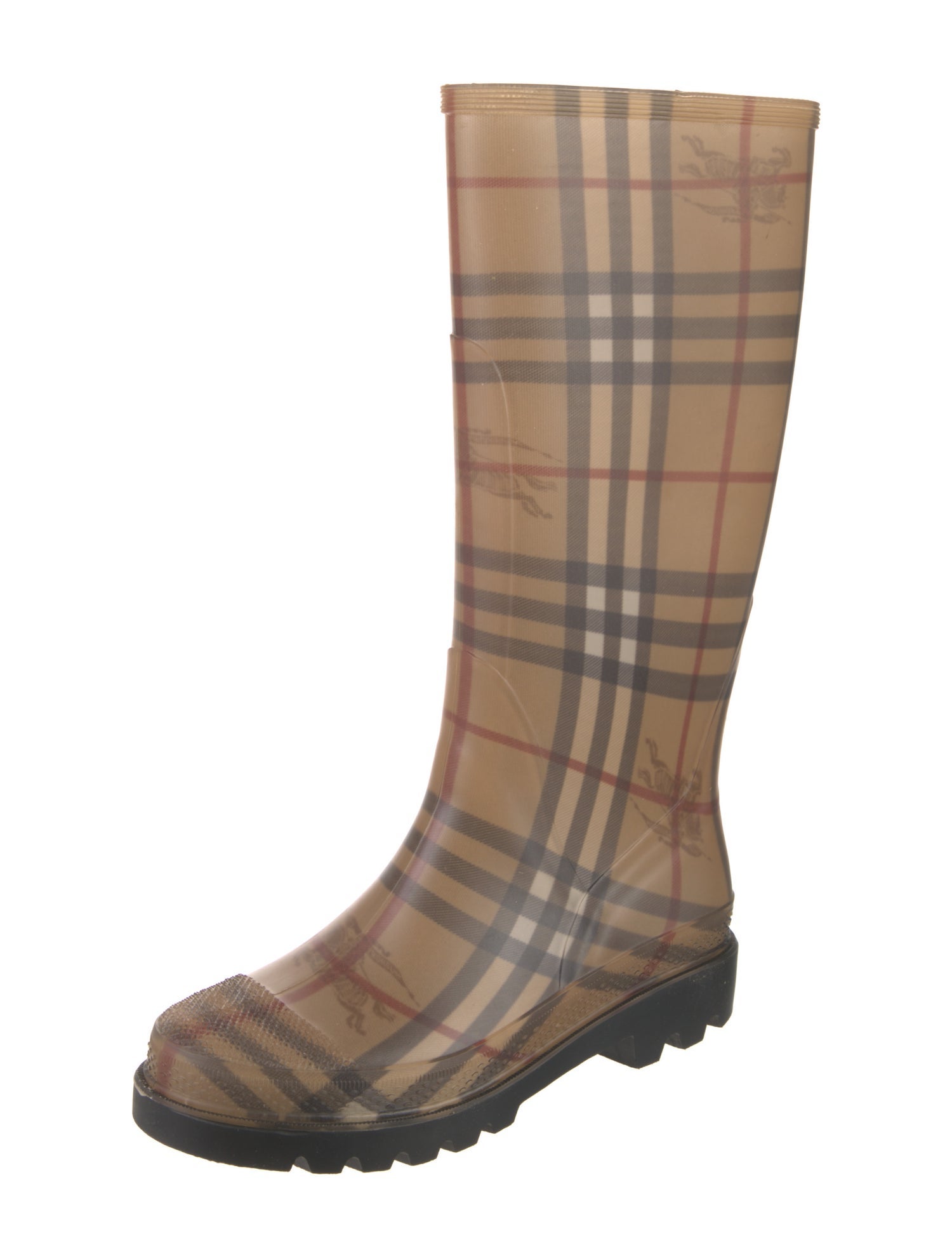 Burberry Haymarket Check Pattern Rubber Rain Boots