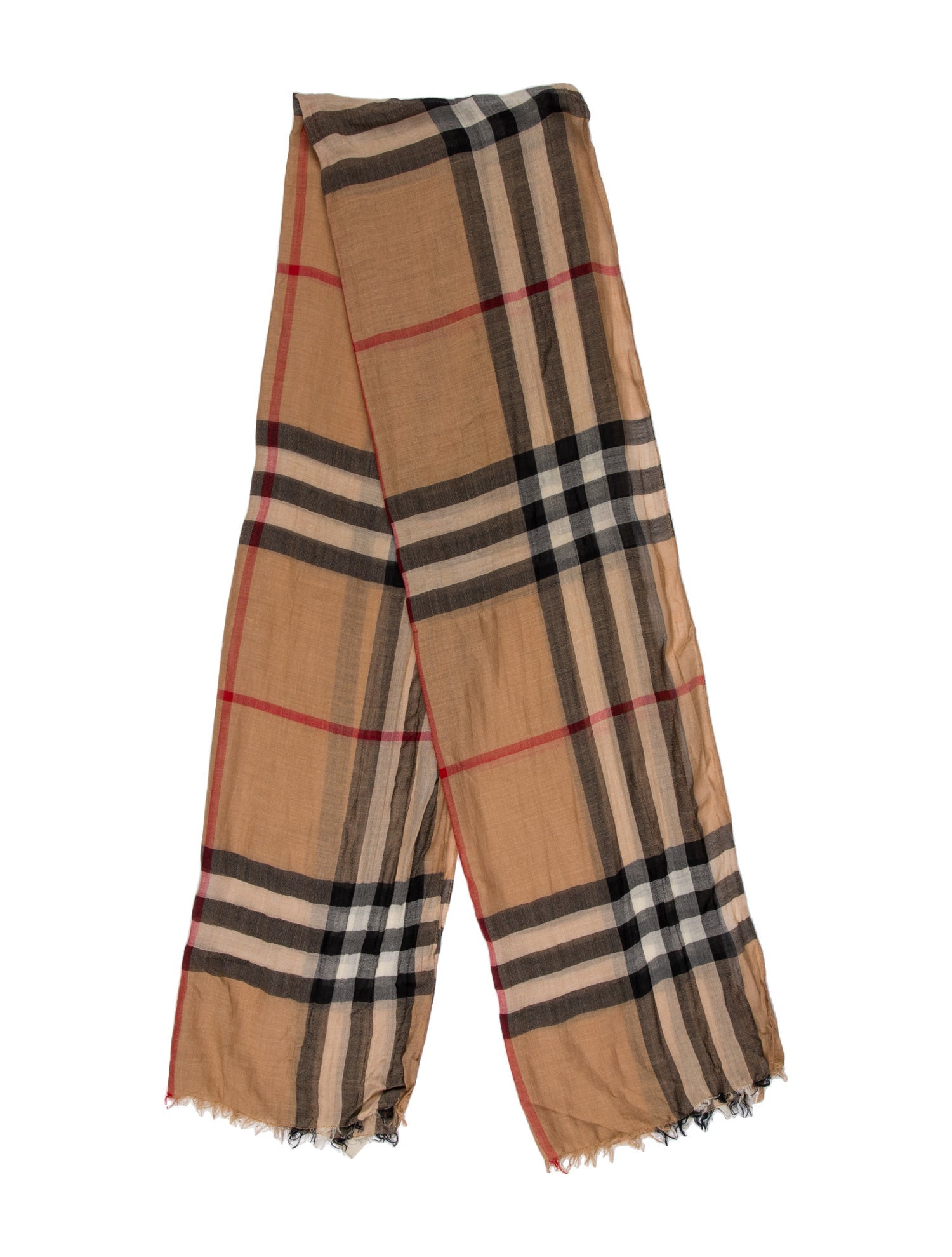 Burberry Virgin Wool Plaid Print Scarf