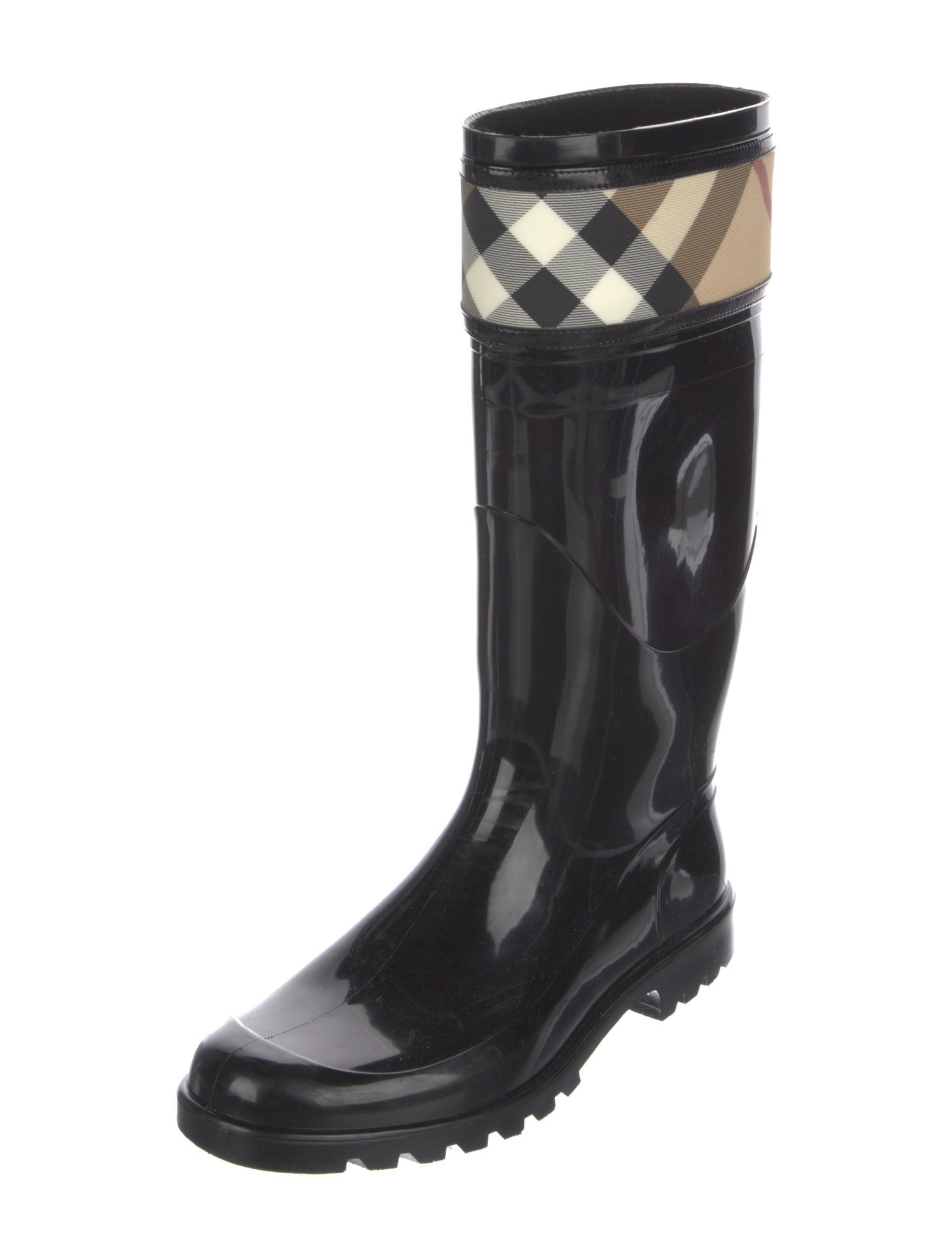 Burberry Nova Check Pattern Rubber Rain Boots