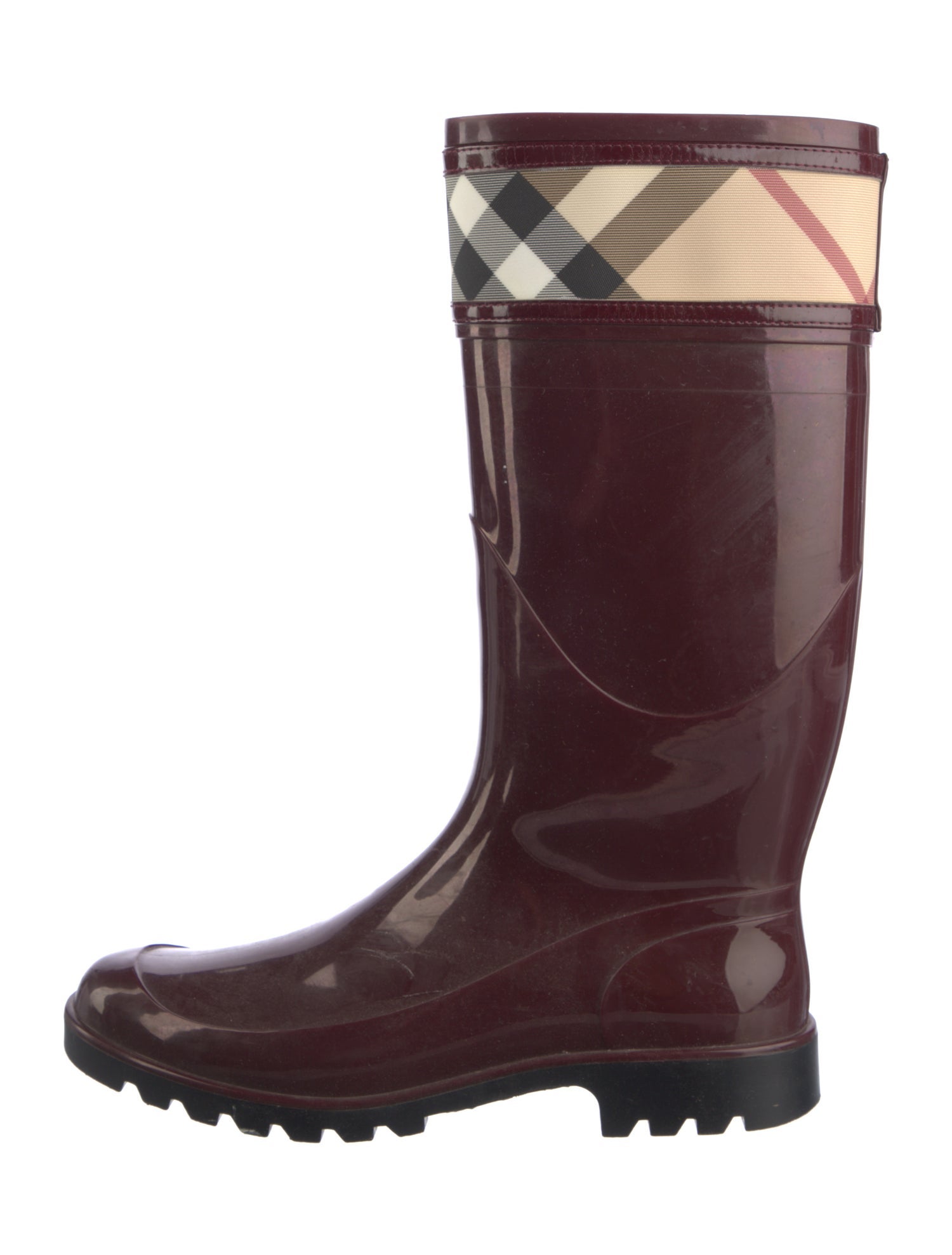 Burberry Nova Check Pattern Rubber Rain Boots