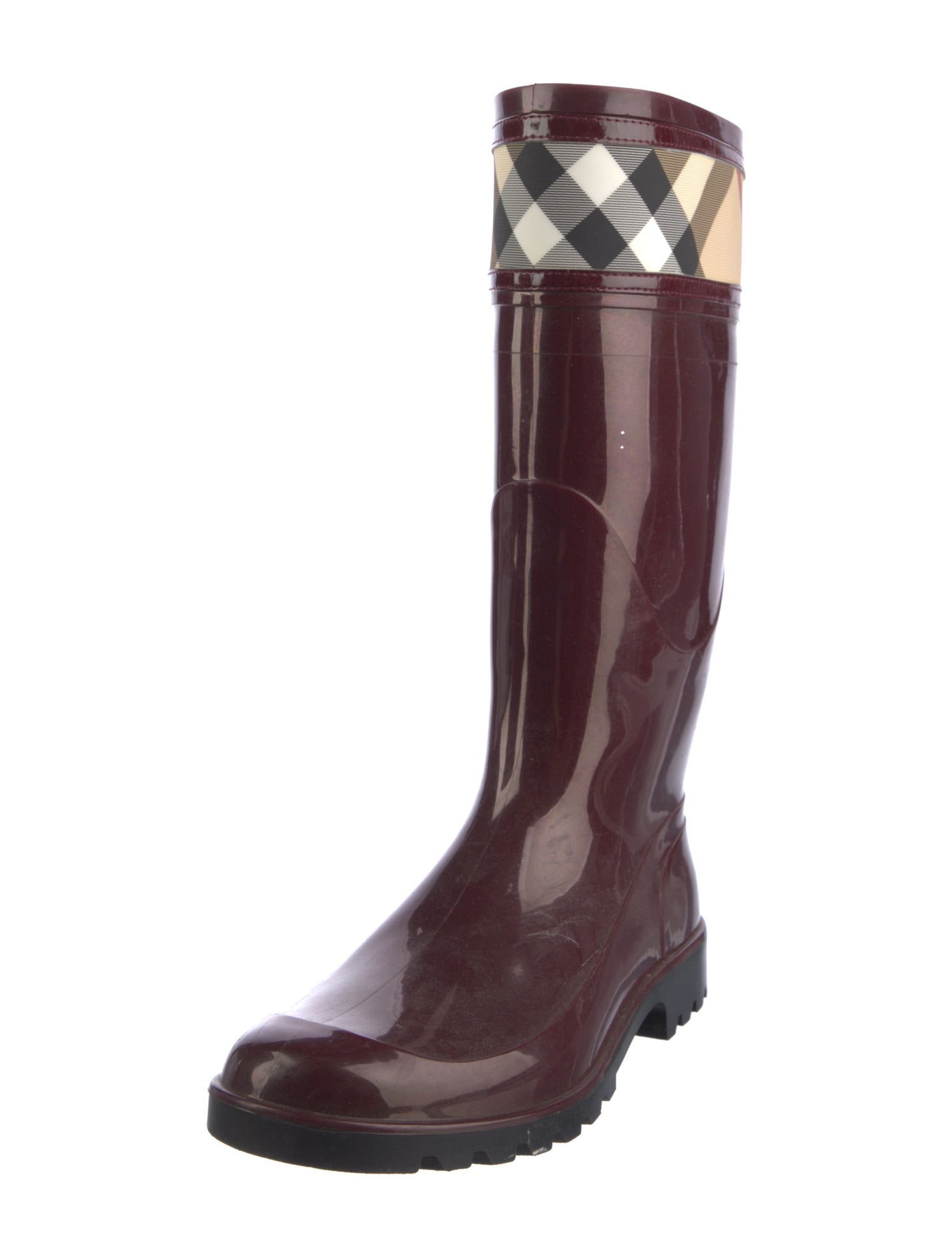 Burberry Nova Check Pattern Rubber Rain Boots