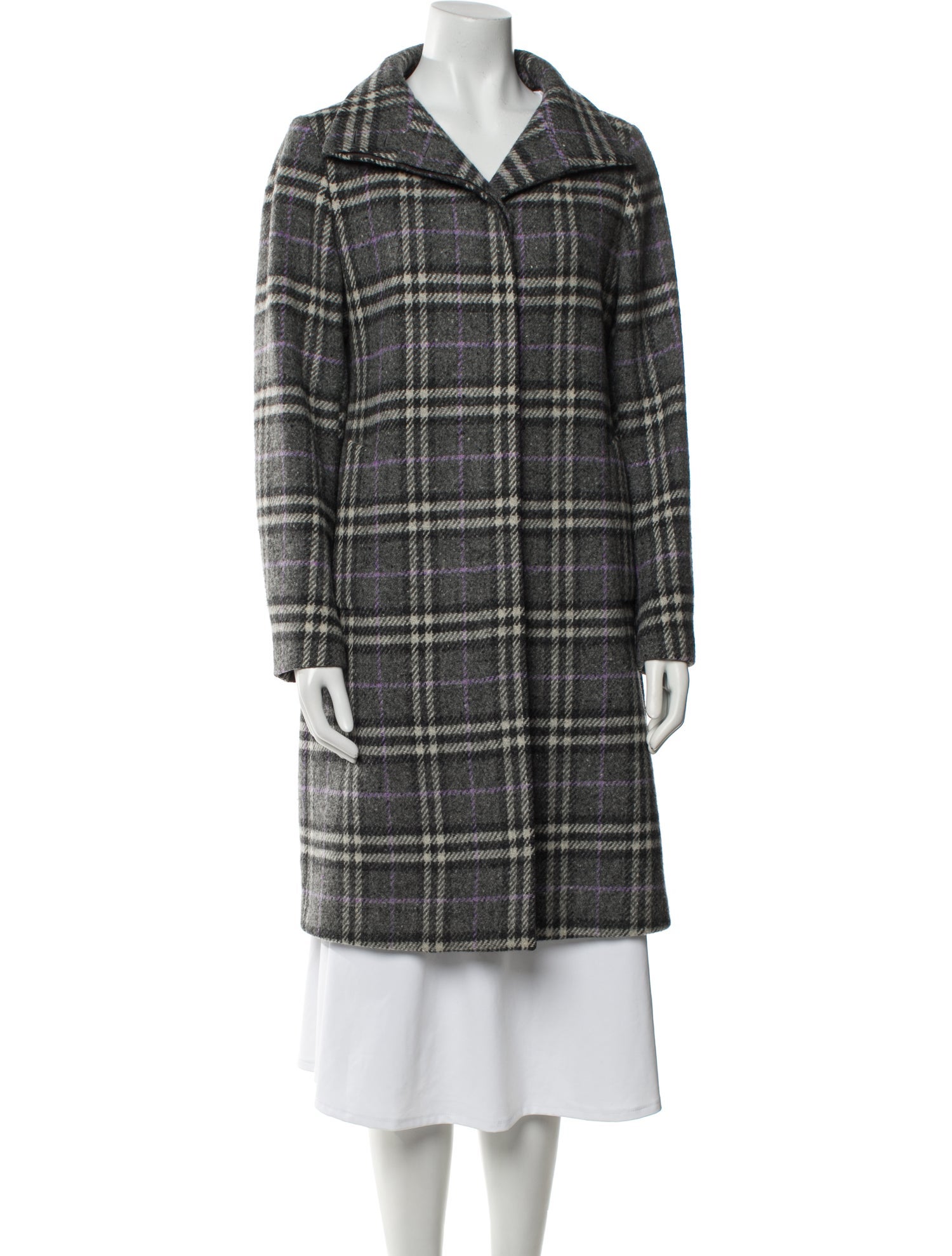Burberry Plaid Print Coat