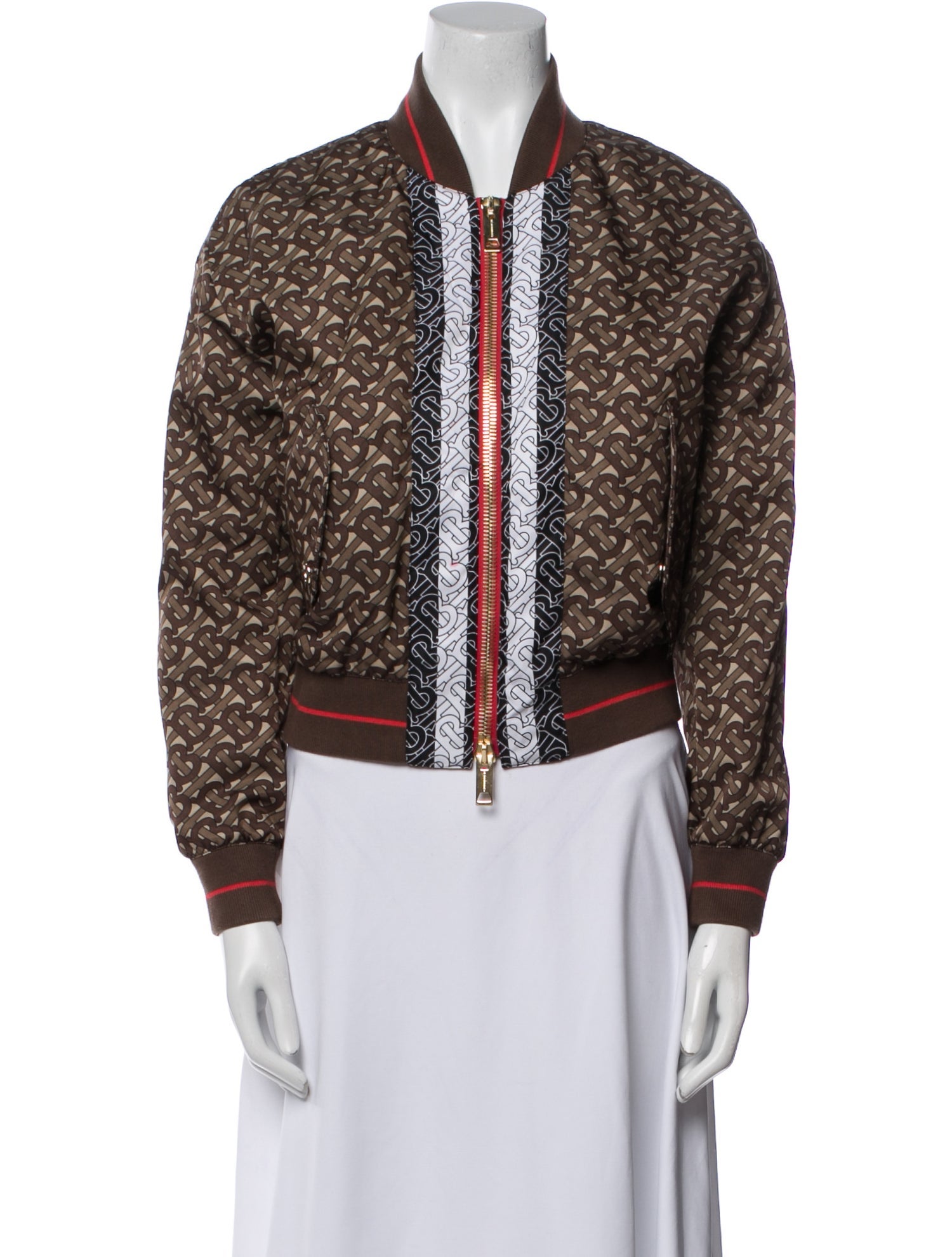 Burberry Nylon Striped Bomber Jacket