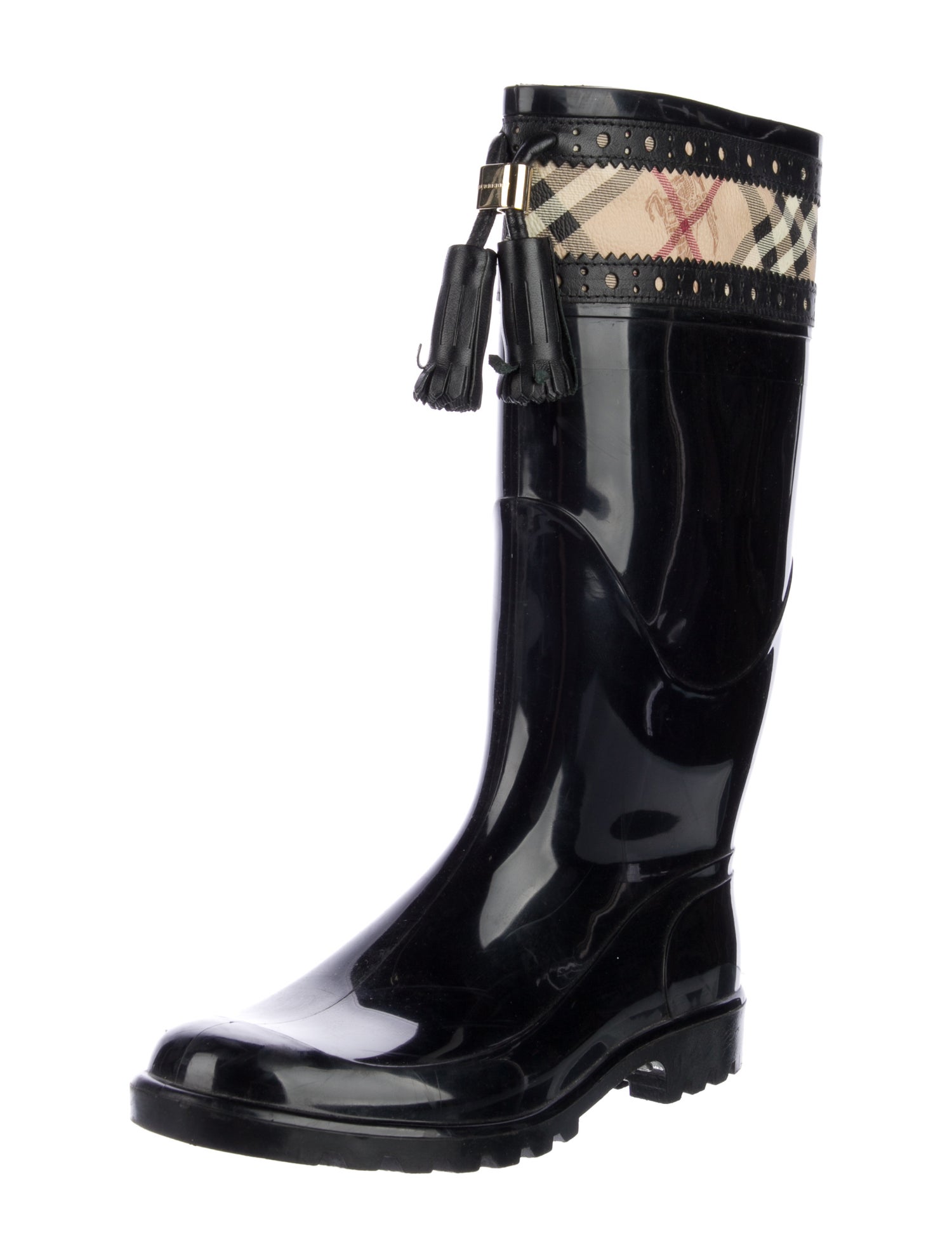 Burberry Haymarket Check Pattern Rubber Rain Boots