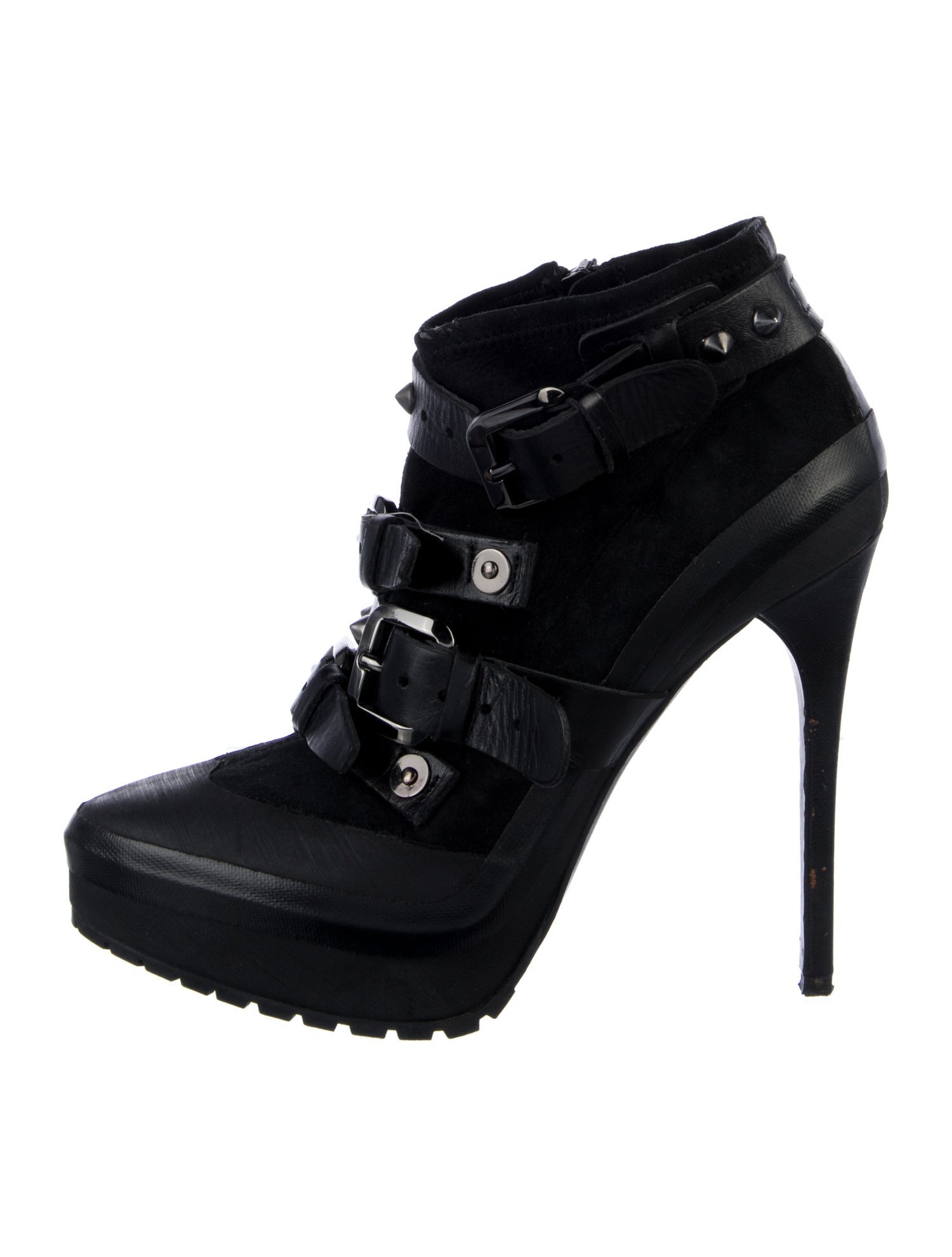 Burberry Suede Studded Accents Lace-Up Boots