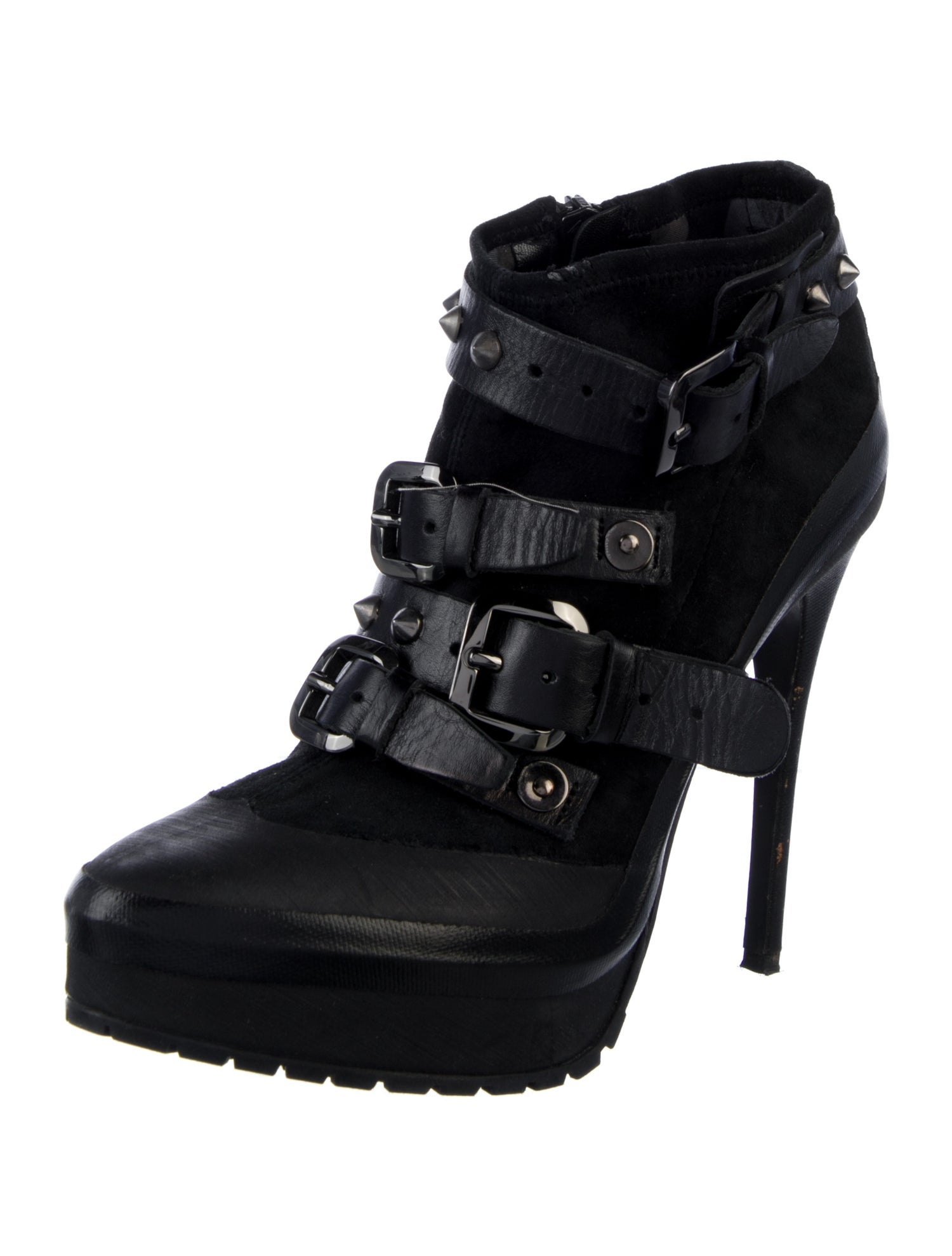 Burberry Suede Studded Accents Lace-Up Boots