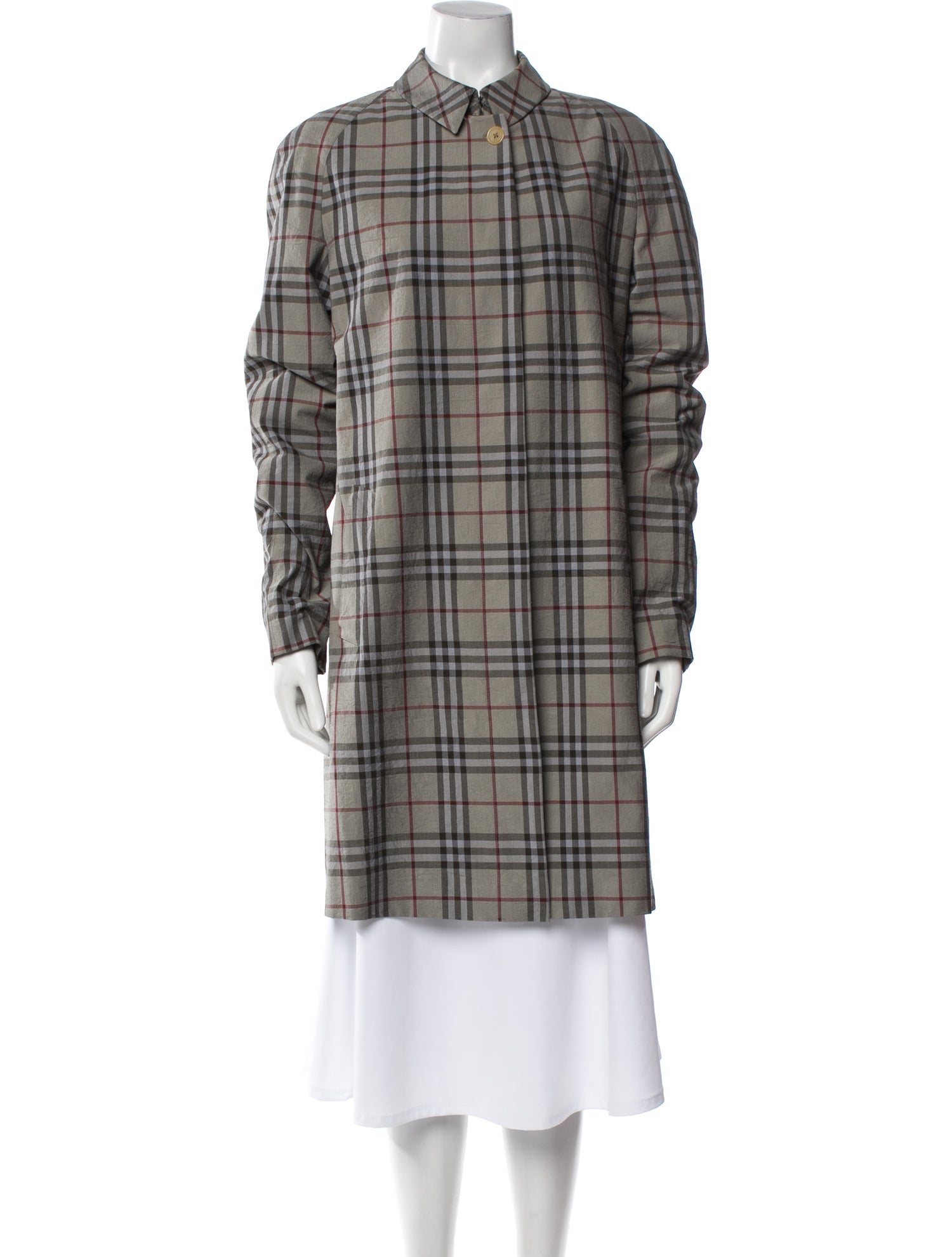 Burberry Plaid Print Coat