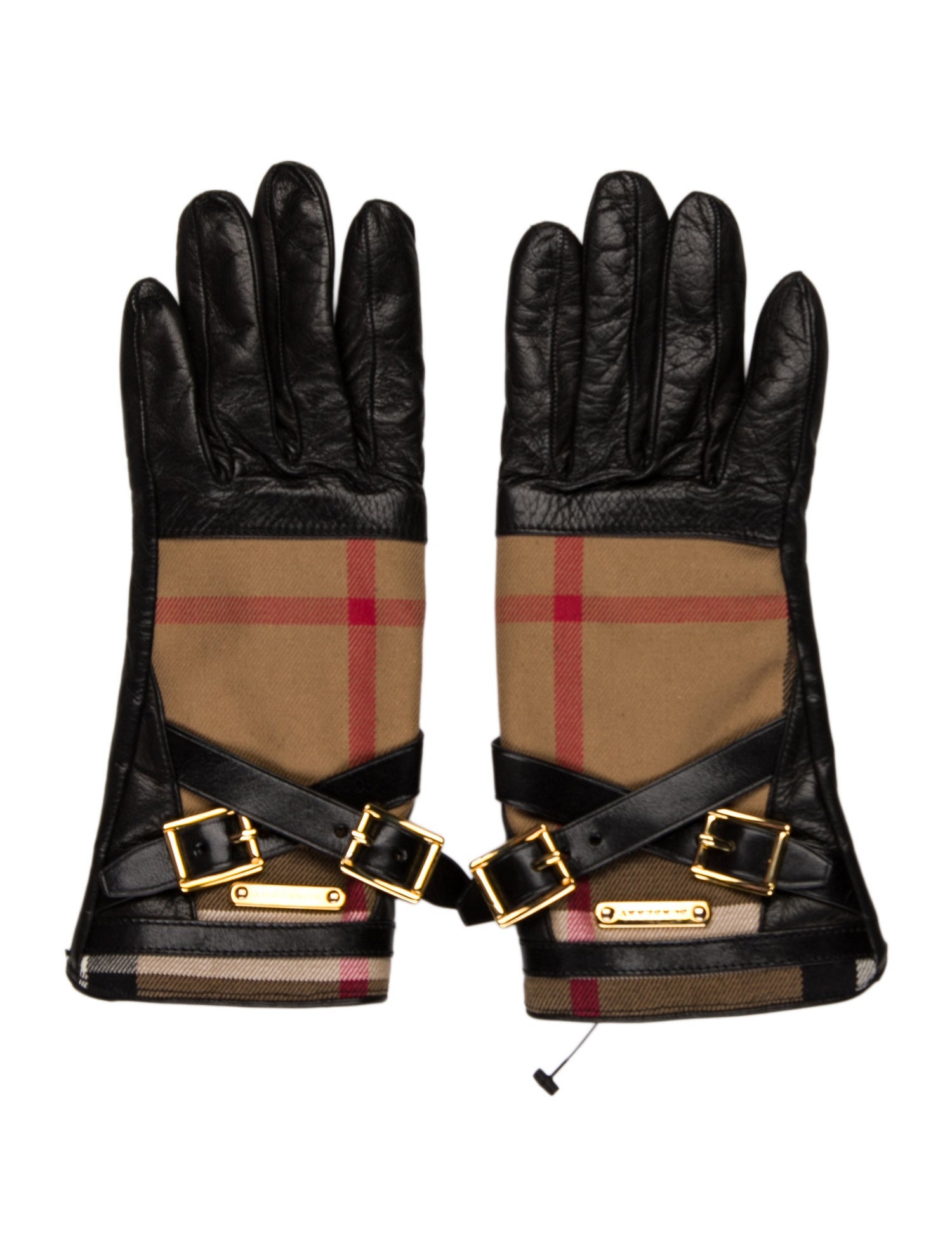Burberry Pattern Print Leather Winter Gloves w/Tags