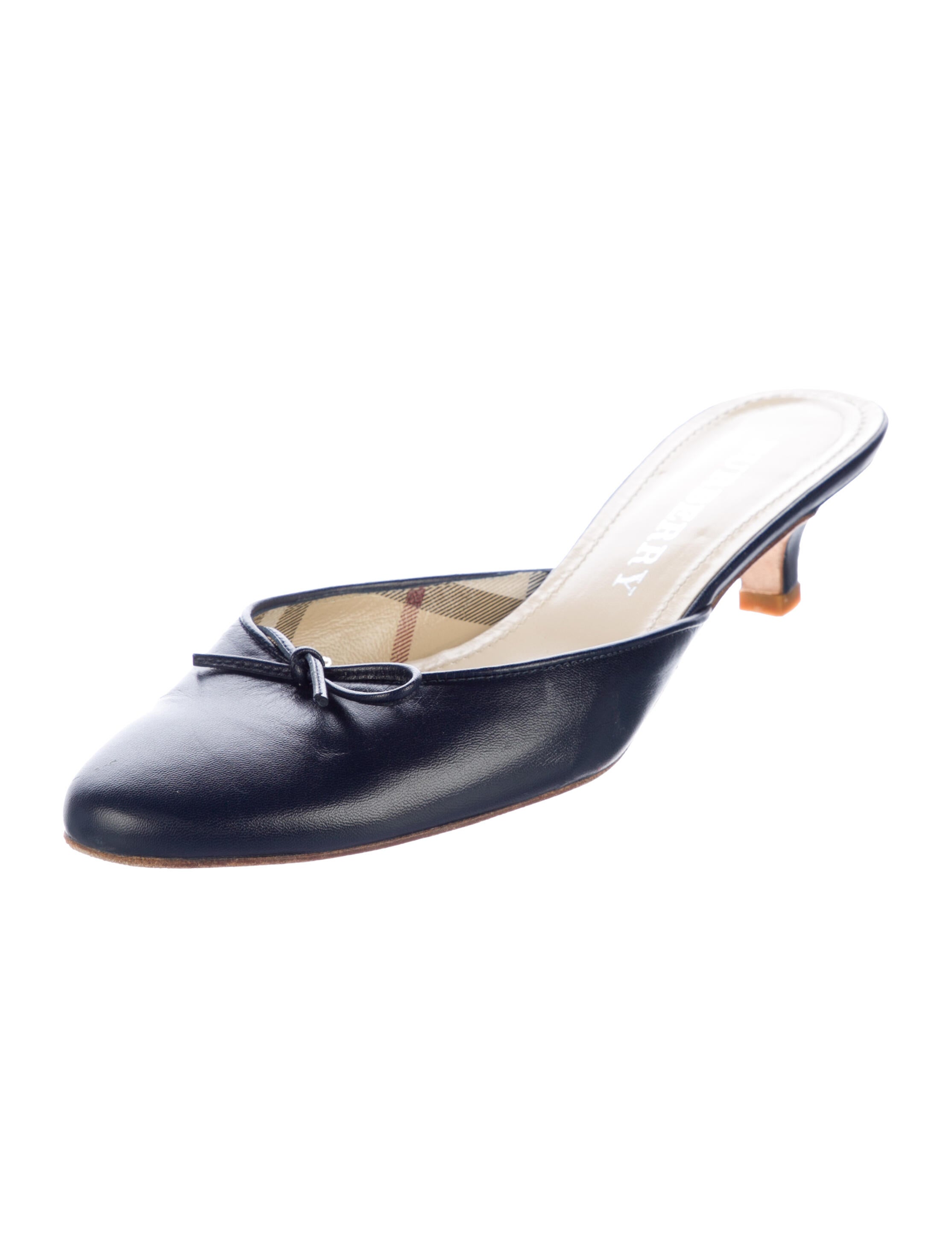 Burberry Leather Bow Accents Mules