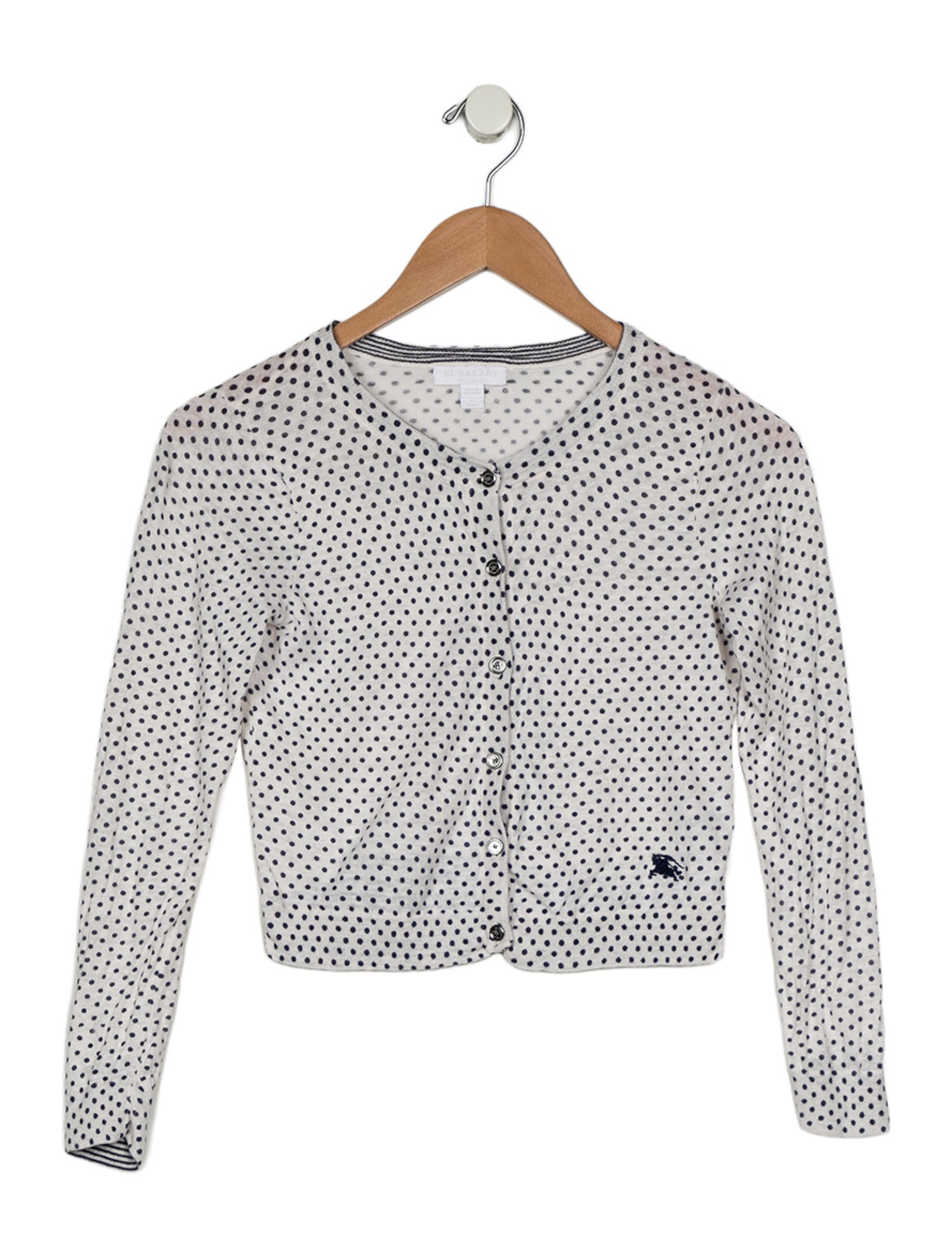 Burberry kid girls' blue and white cardigan