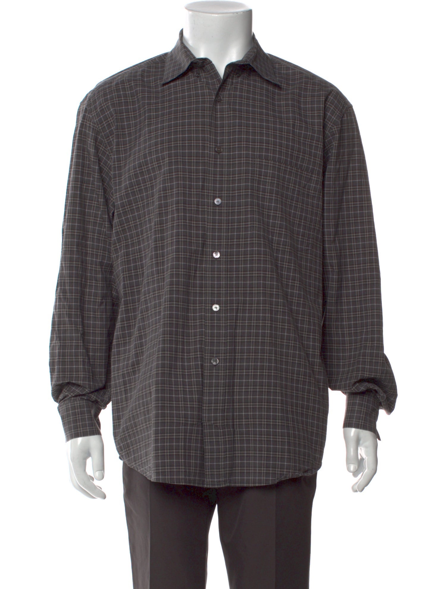 Burberry Plaid Print Long Sleeve Shirt