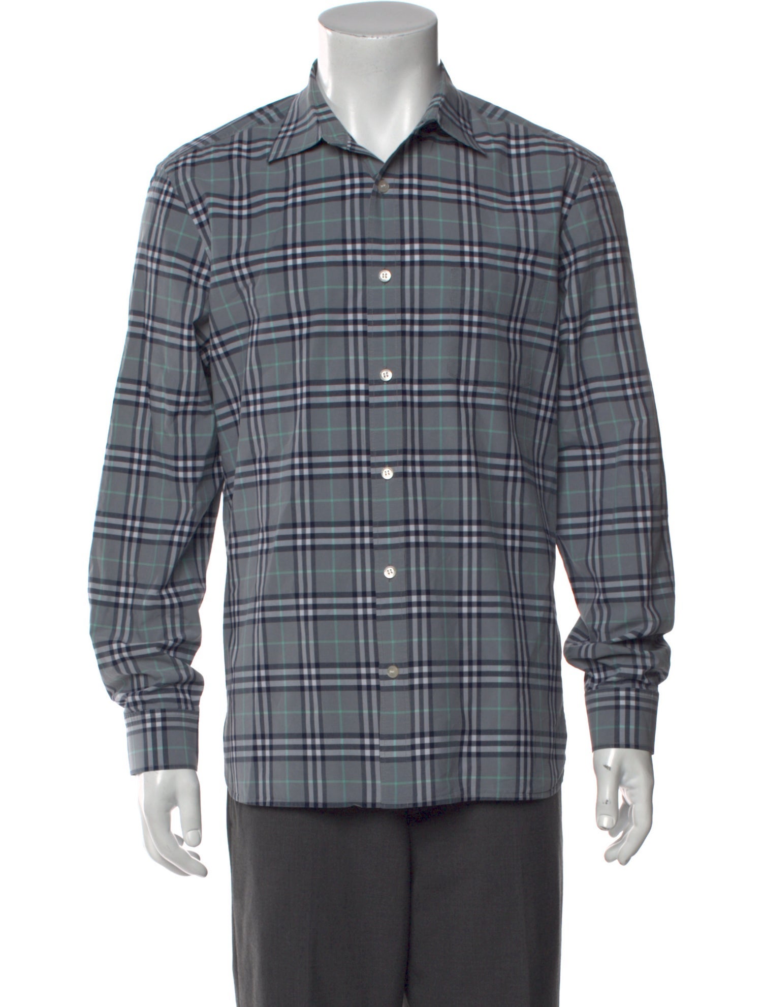 Burberry Plaid Print Long Sleeve Shirt
