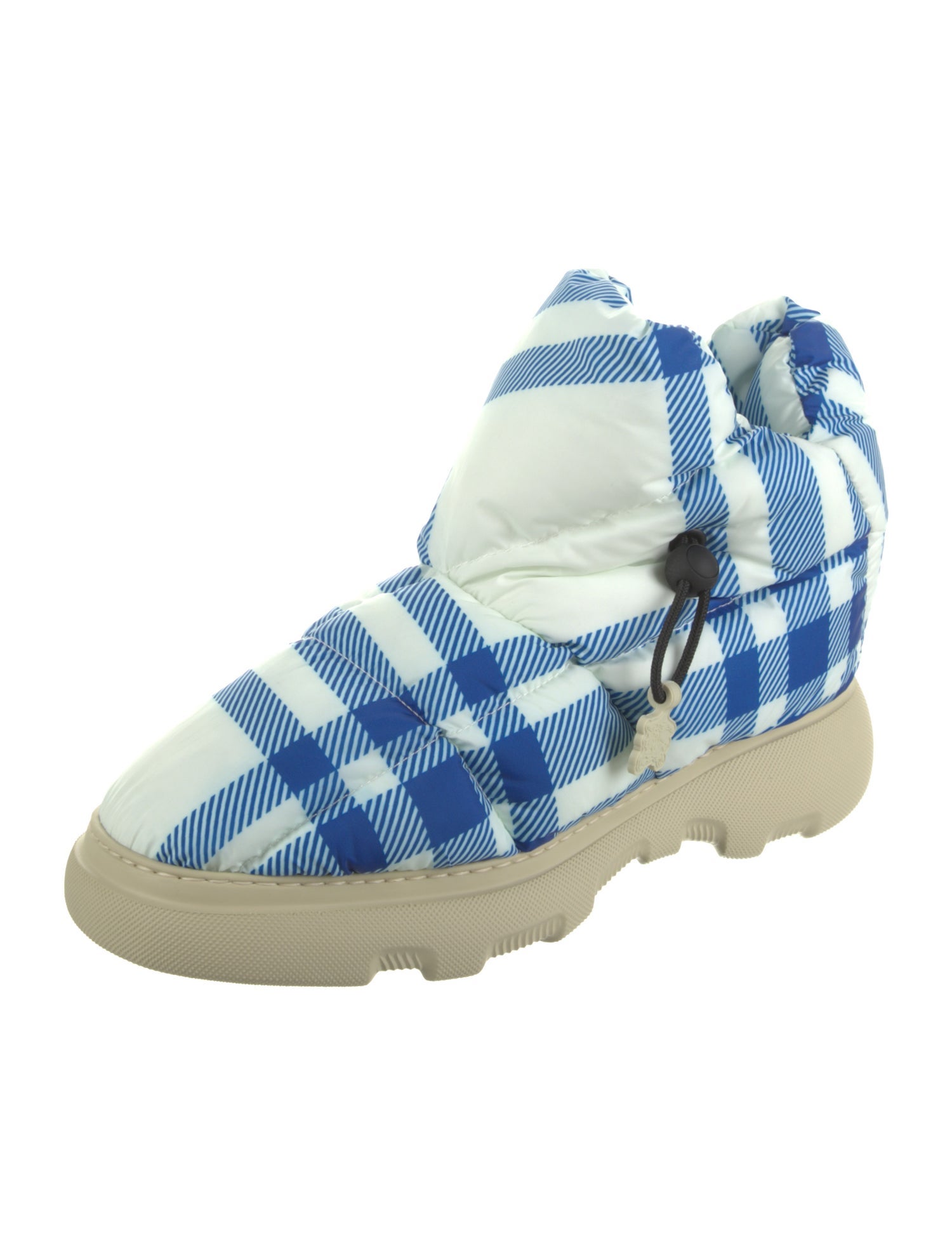 Burberry Nylon Plaid Print Boots