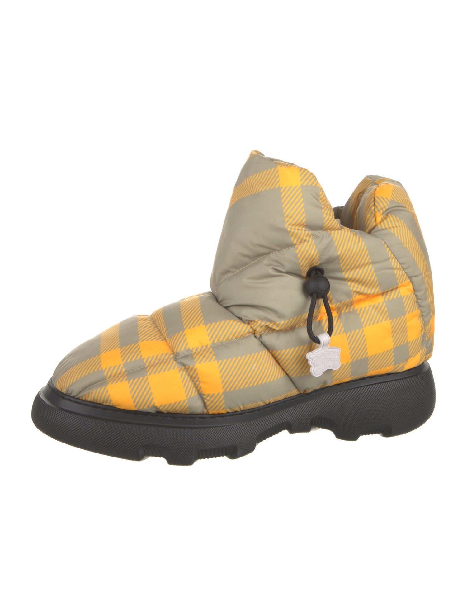 Burberry Nylon Plaid Print Boots
