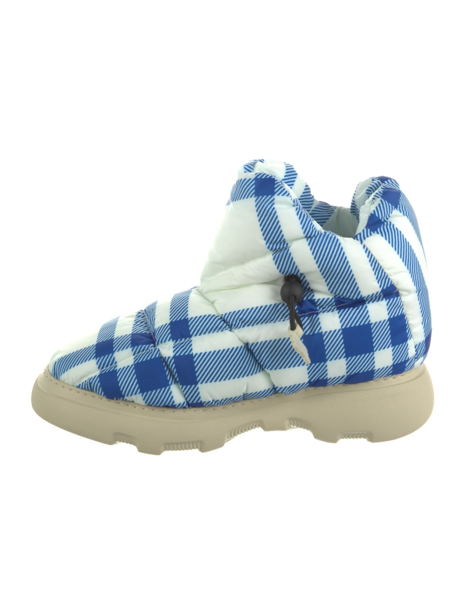 Burberry Nylon Plaid Print Boots