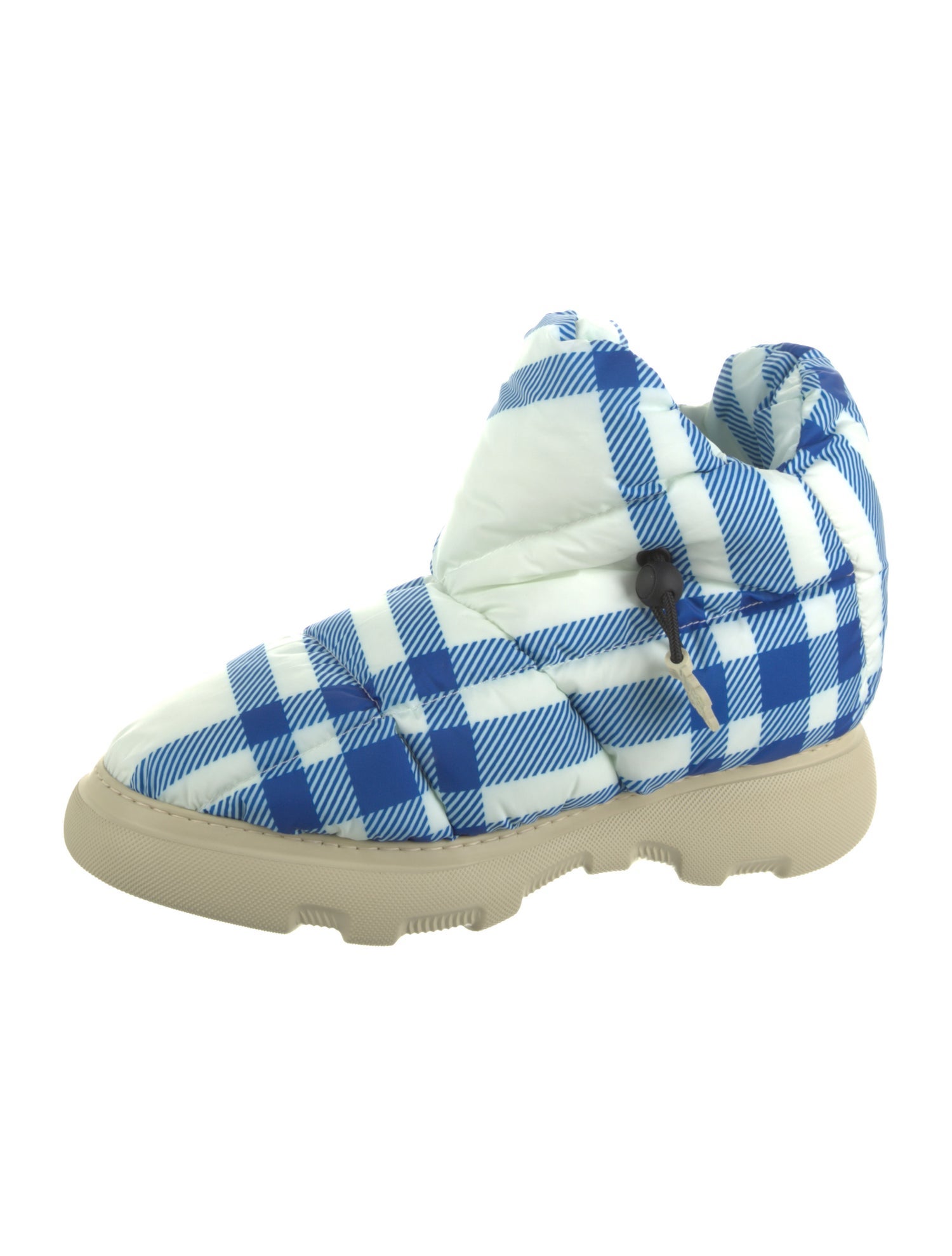 Burberry Nylon Plaid Print Boots