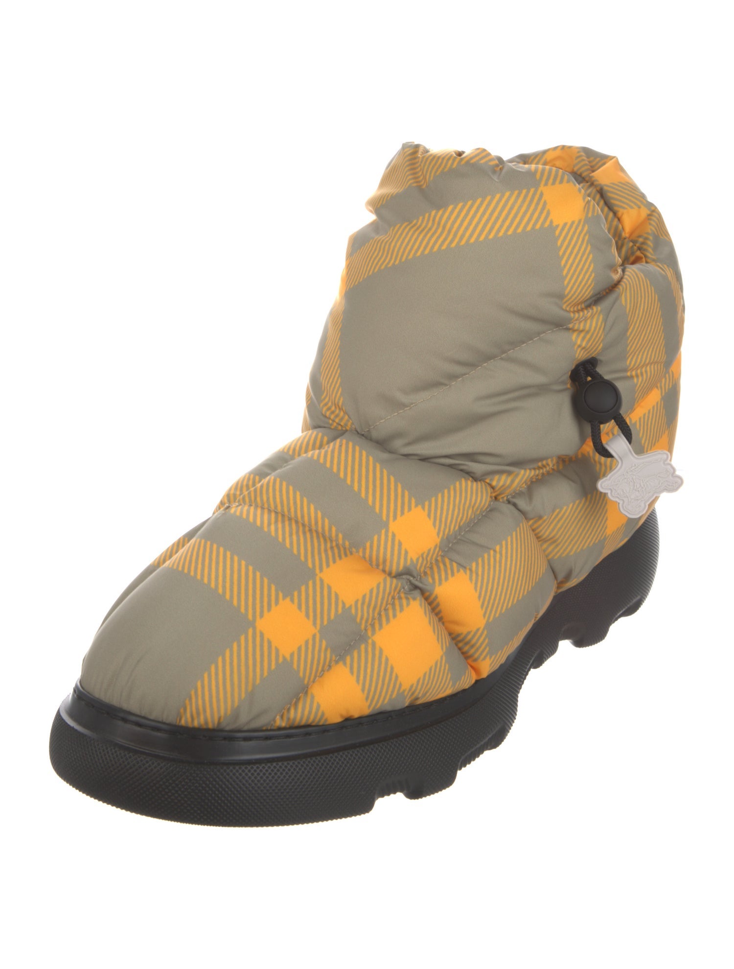 Burberry Nylon Plaid Print Boots
