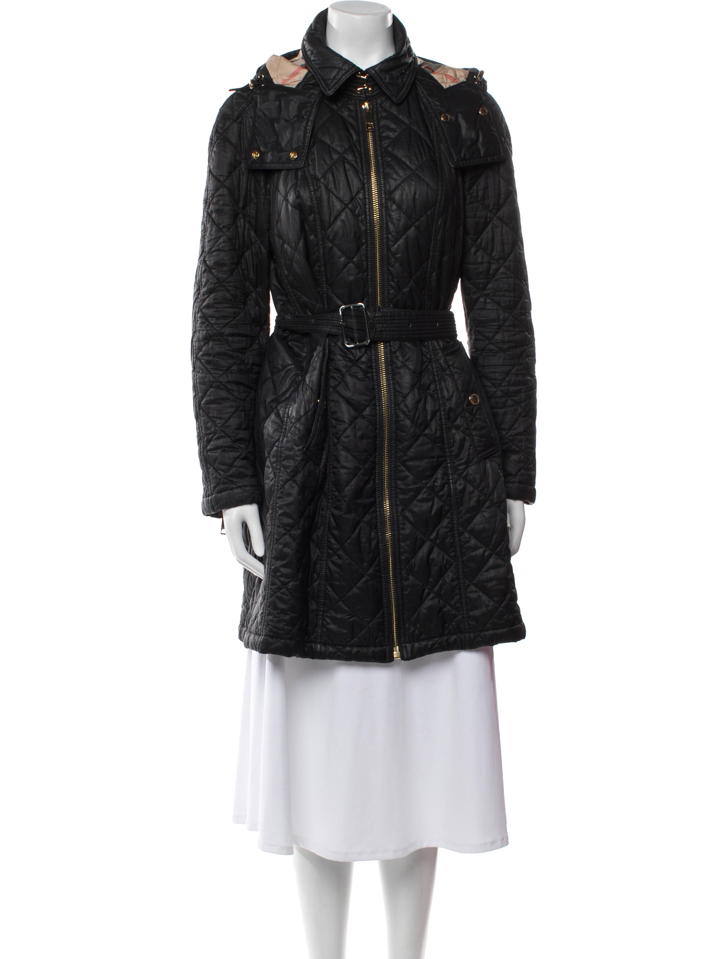 Burberry Plaid Print Trench Coat