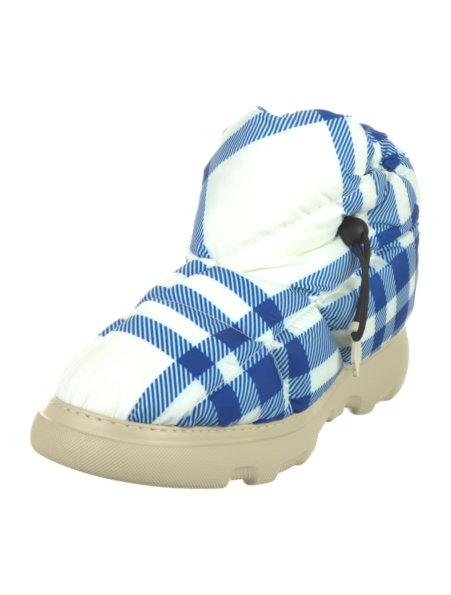 Burberry Nylon Plaid Print Boots