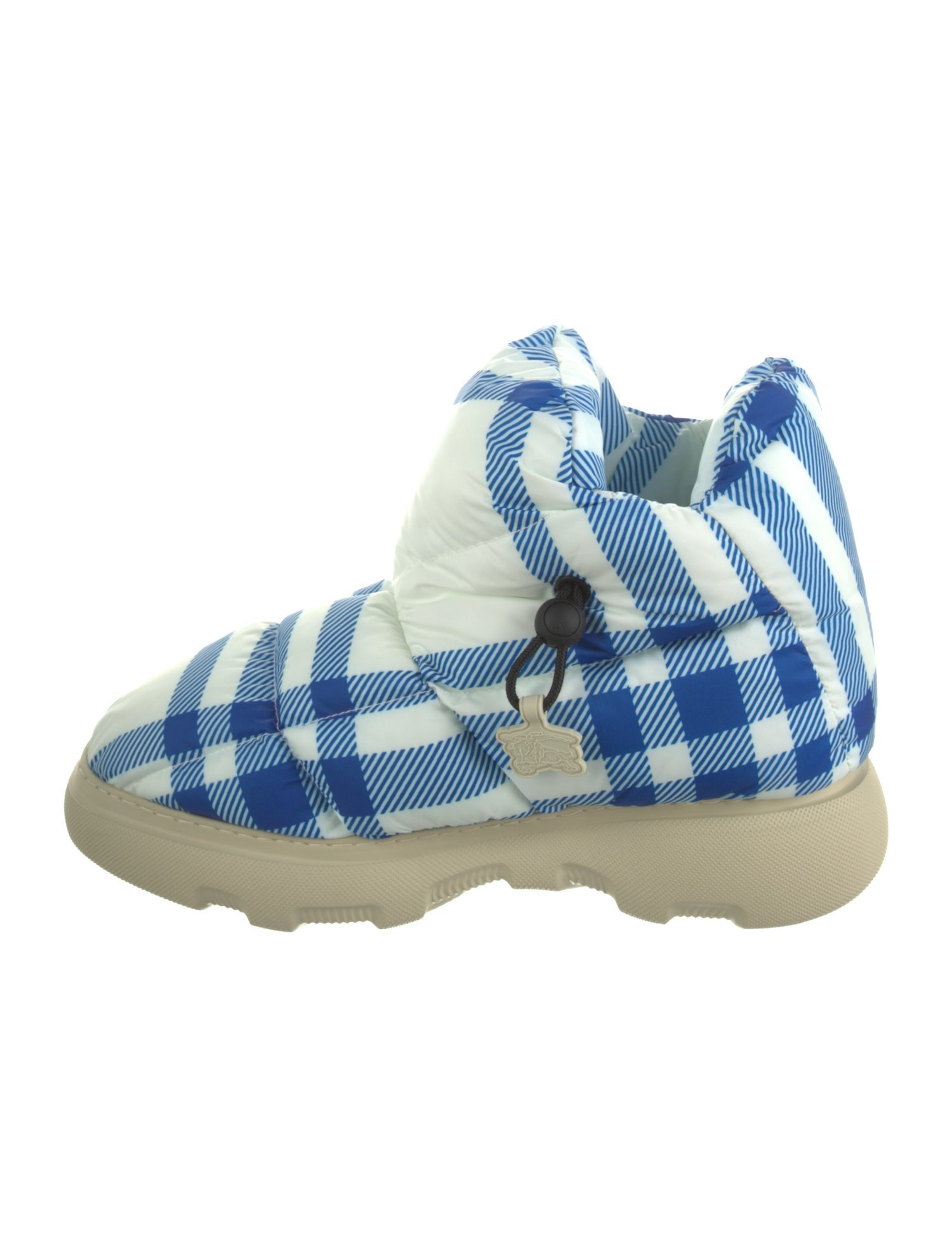 Burberry Nylon Plaid Print Boots