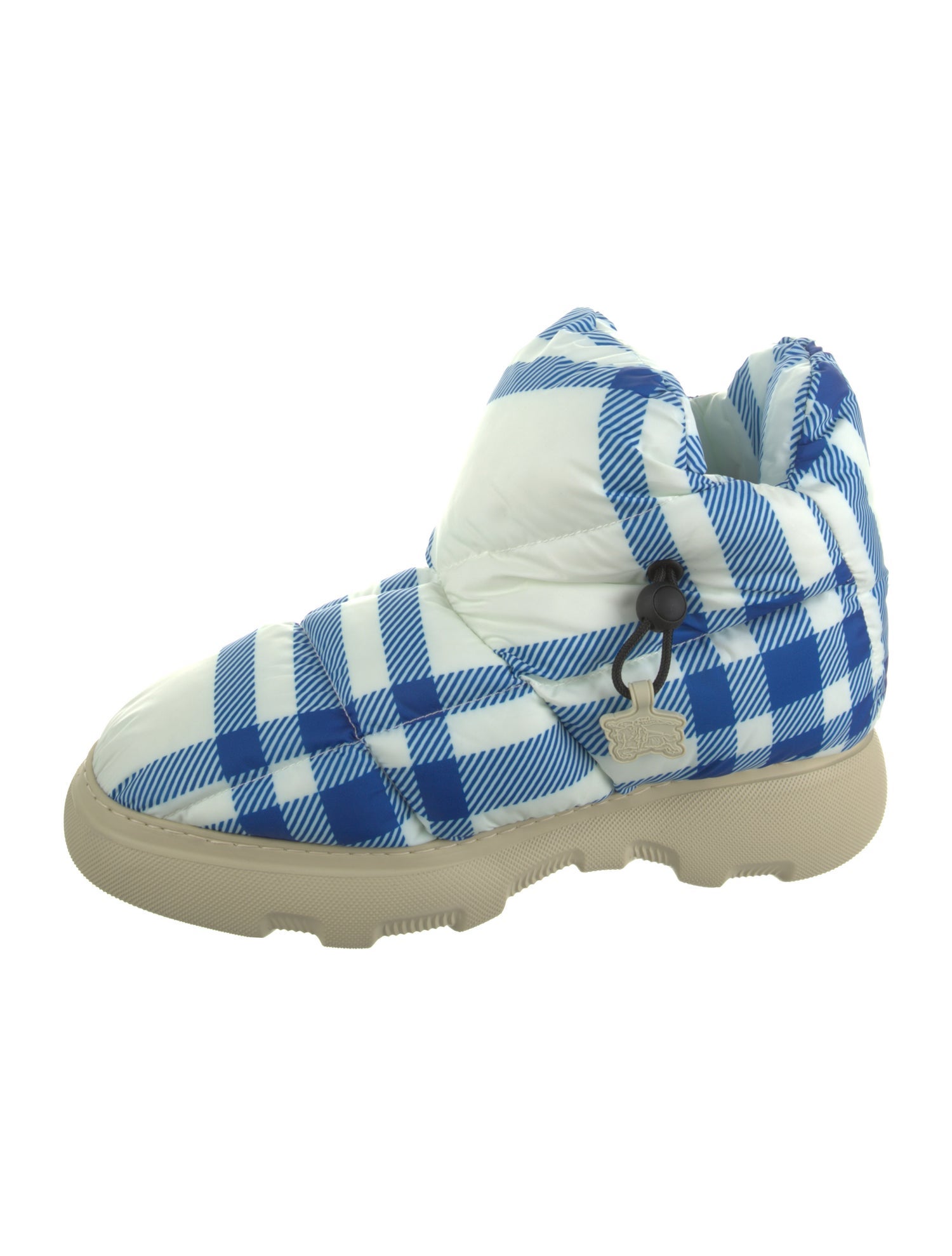 Burberry Nylon Plaid Print Boots