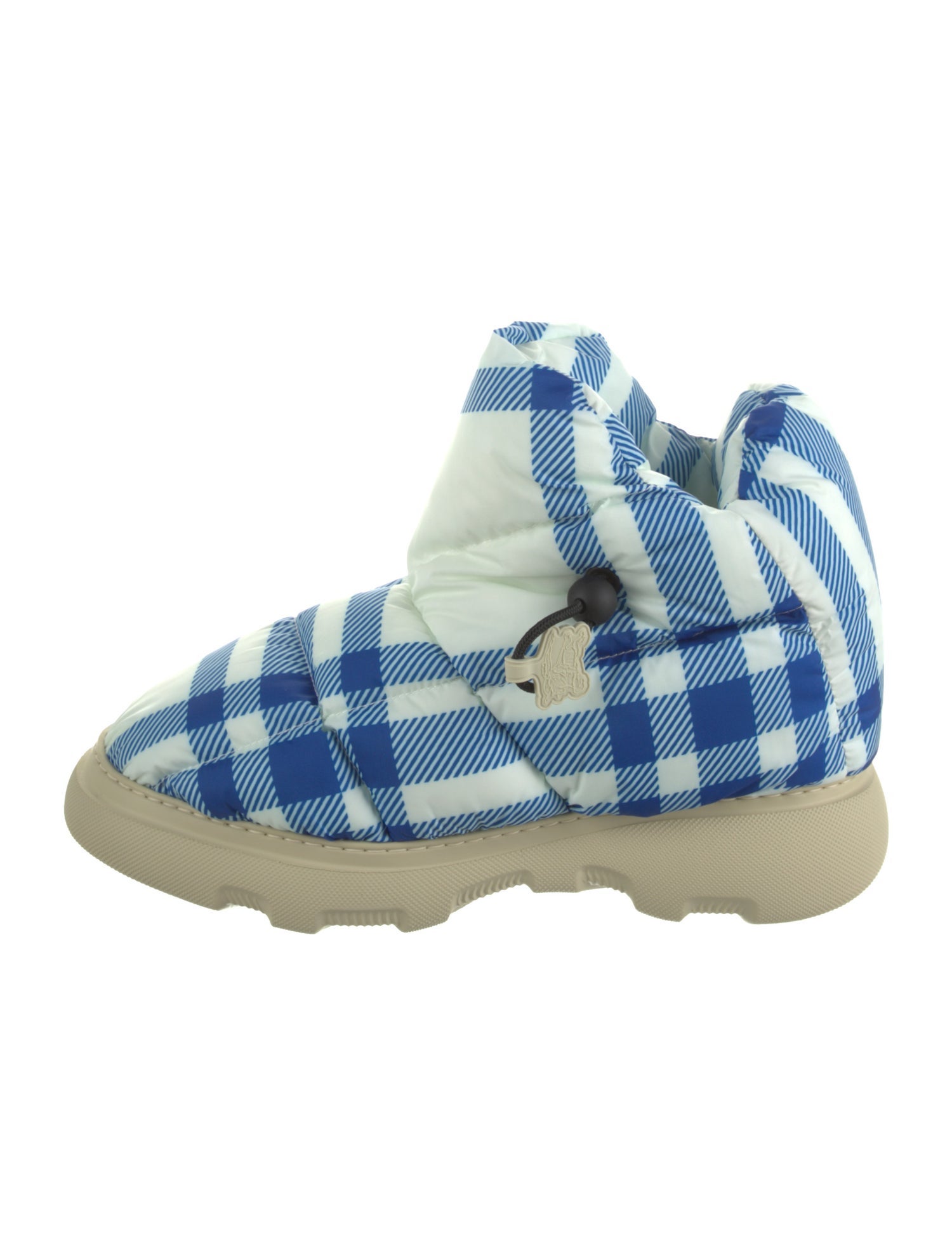 Burberry Nylon Plaid Print Boots